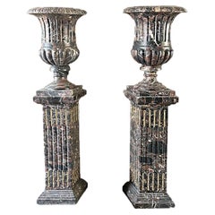 19th Century, Napoleon III, Pair of Vases with Breccia Columns, gilded bronze