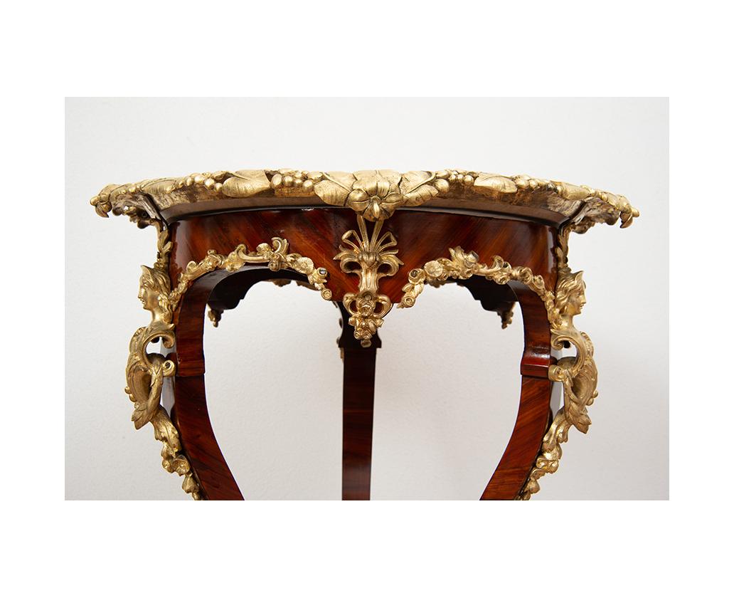 French 19th century, Napoleon III, Exotic wood coffee table with jasper marble top  For Sale