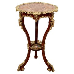 19th century, Napoleon III, Exotic wood coffee table with jasper marble top 