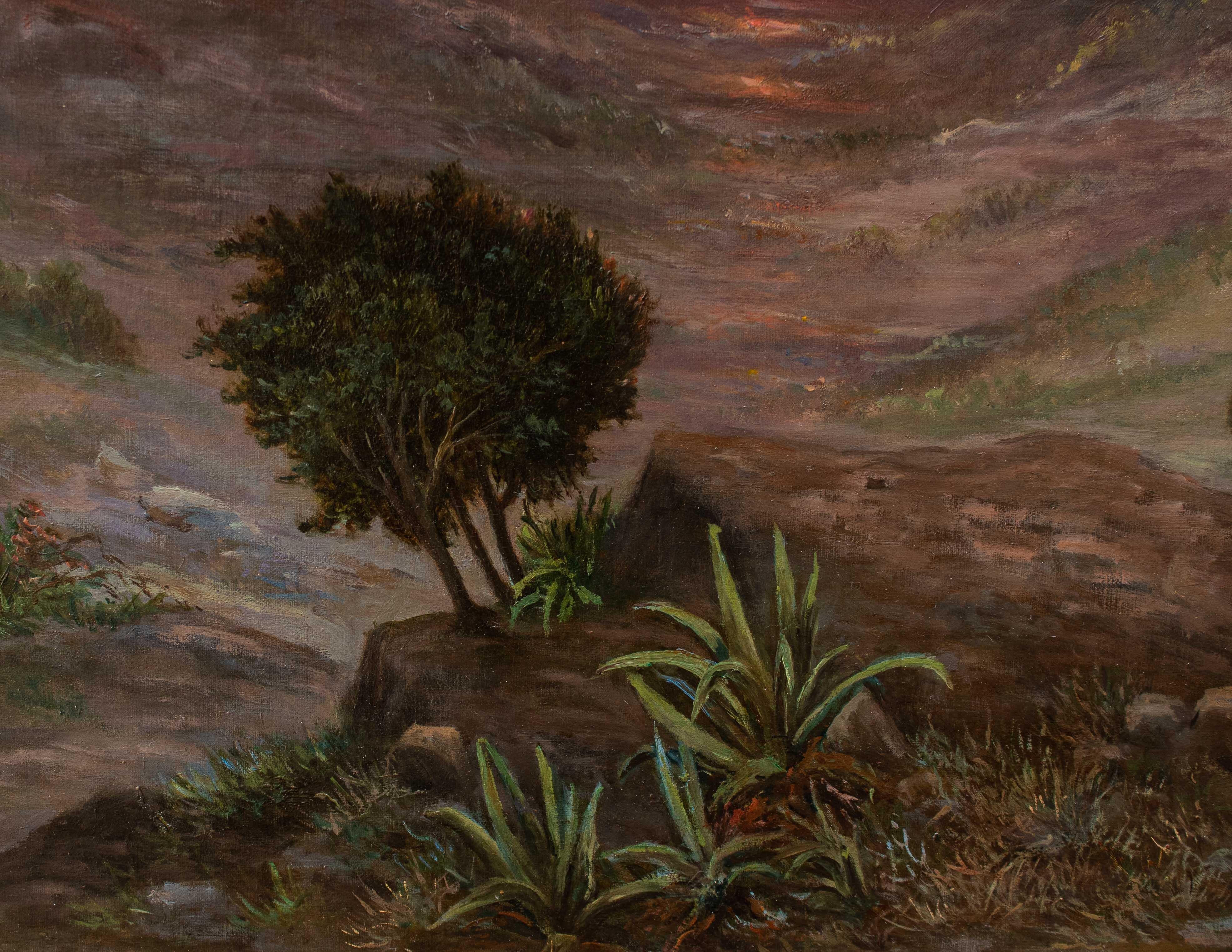 XIX secolo, Paesaggio al tramonto For Sale 3