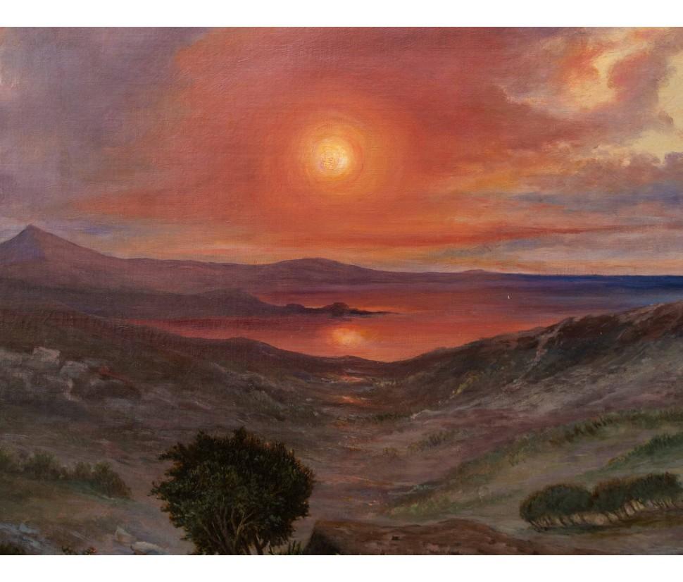 Italian XIX secolo, Paesaggio al tramonto in vendita