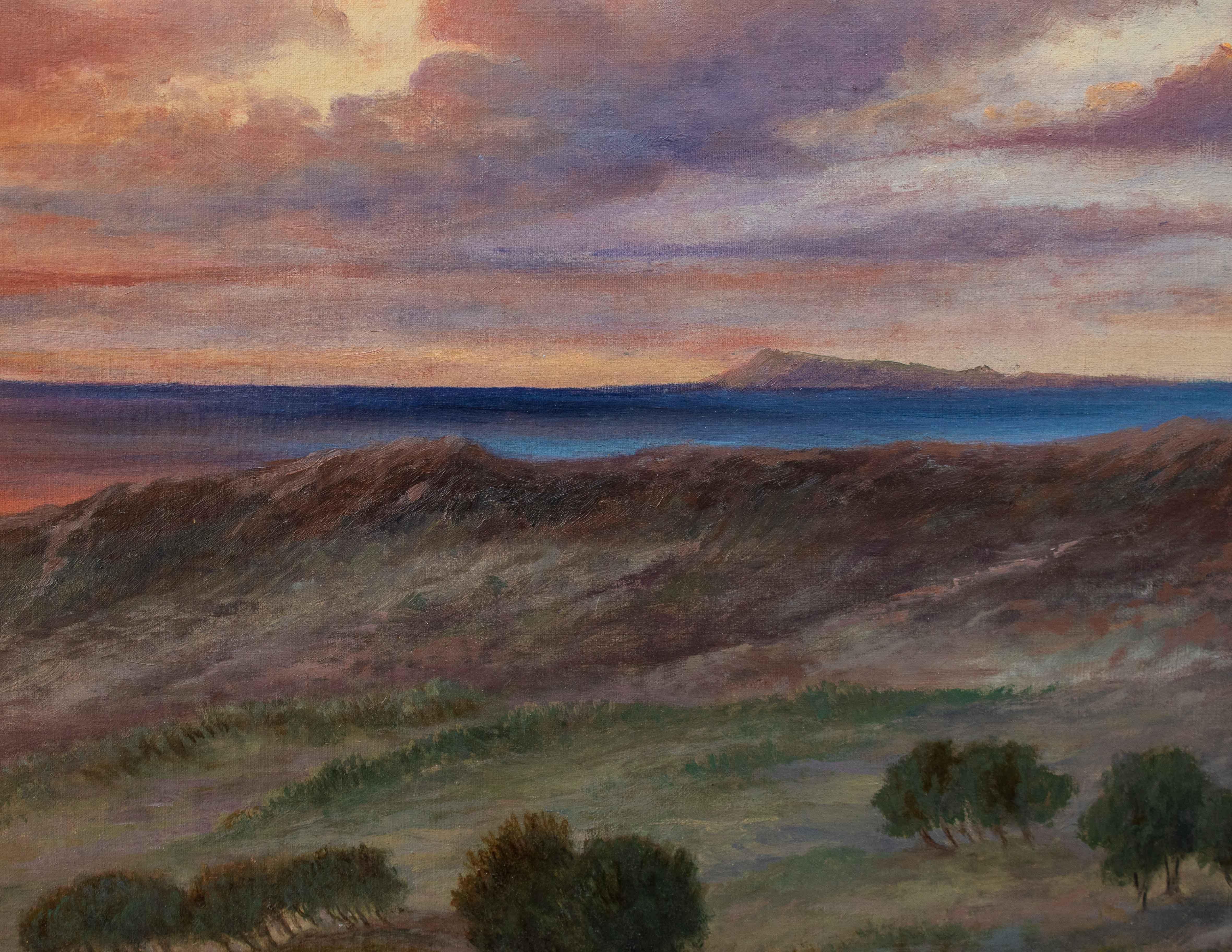 Oiled XIX secolo, Paesaggio al tramonto For Sale