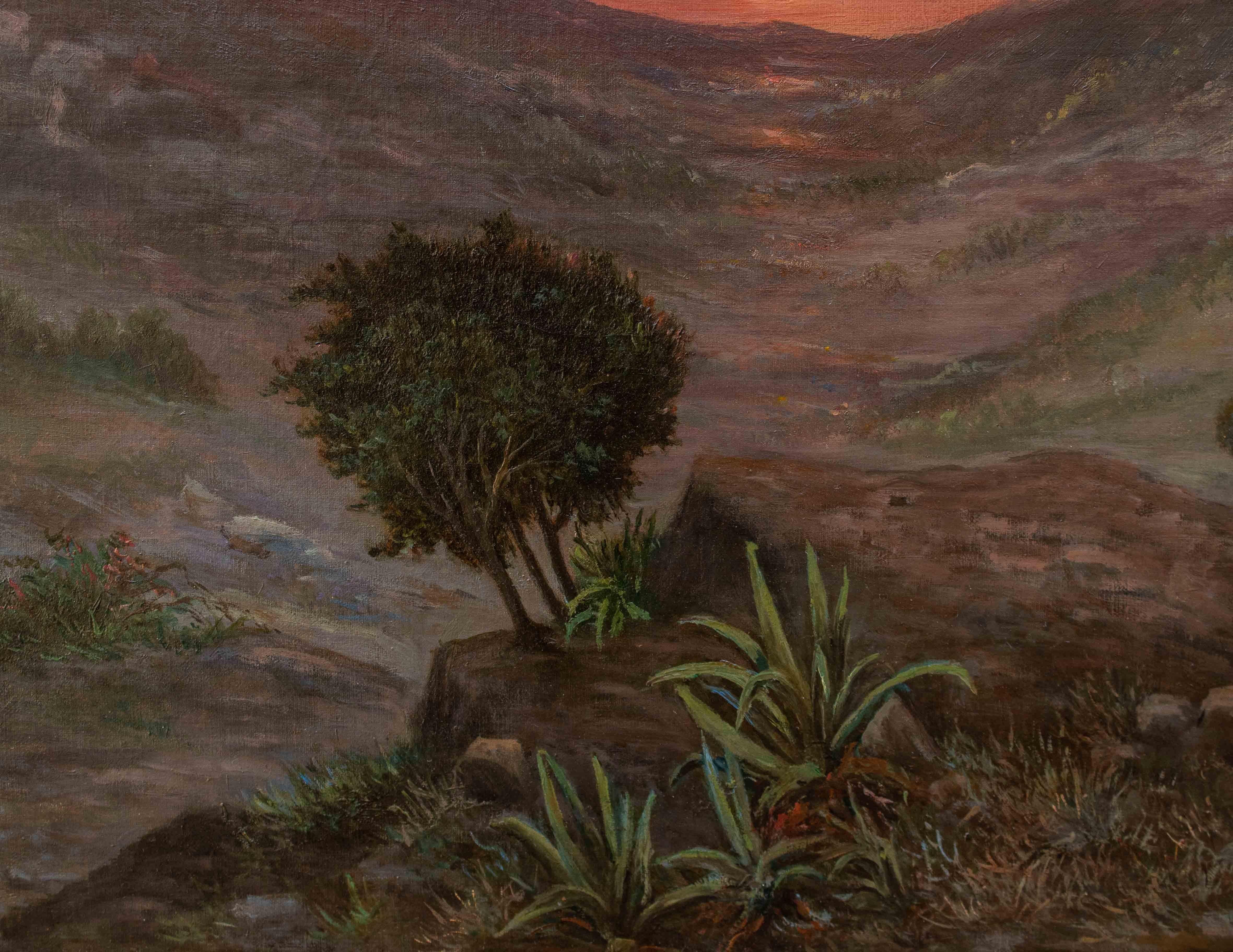 XIX secolo, Paesaggio al tramonto In Good Condition For Sale In Milan, IT