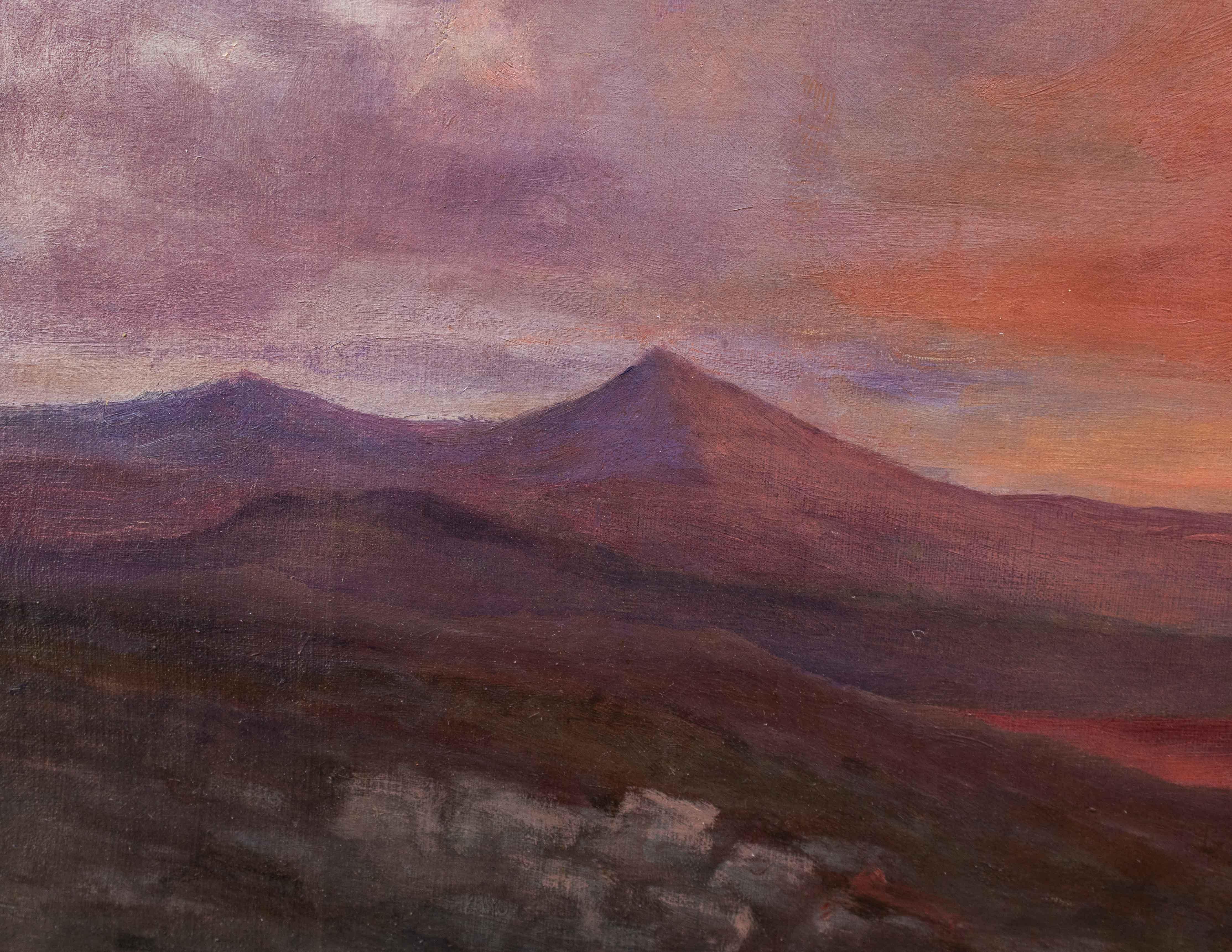 19th Century XIX secolo, Paesaggio al tramonto For Sale