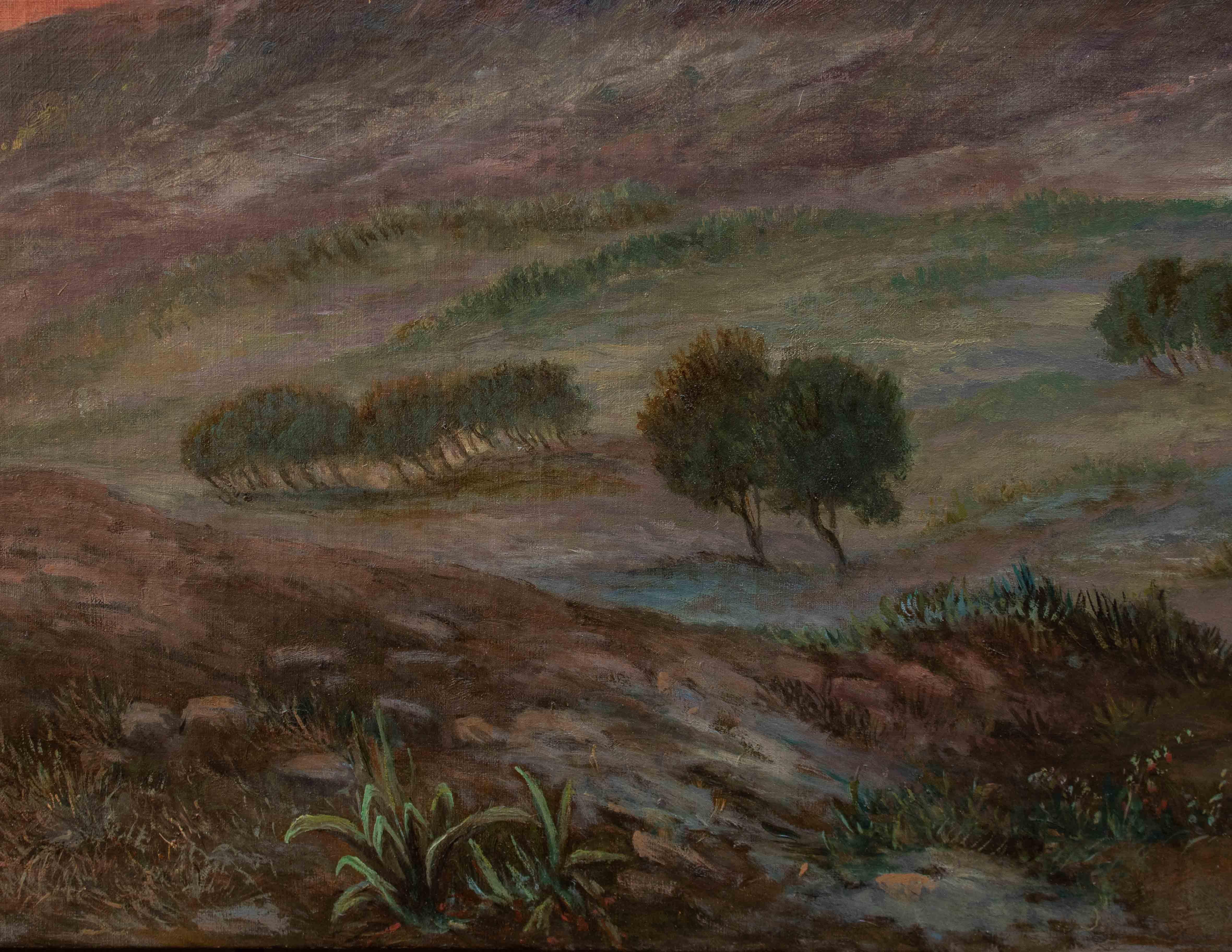 XIX secolo, Paesaggio al tramonto For Sale 1