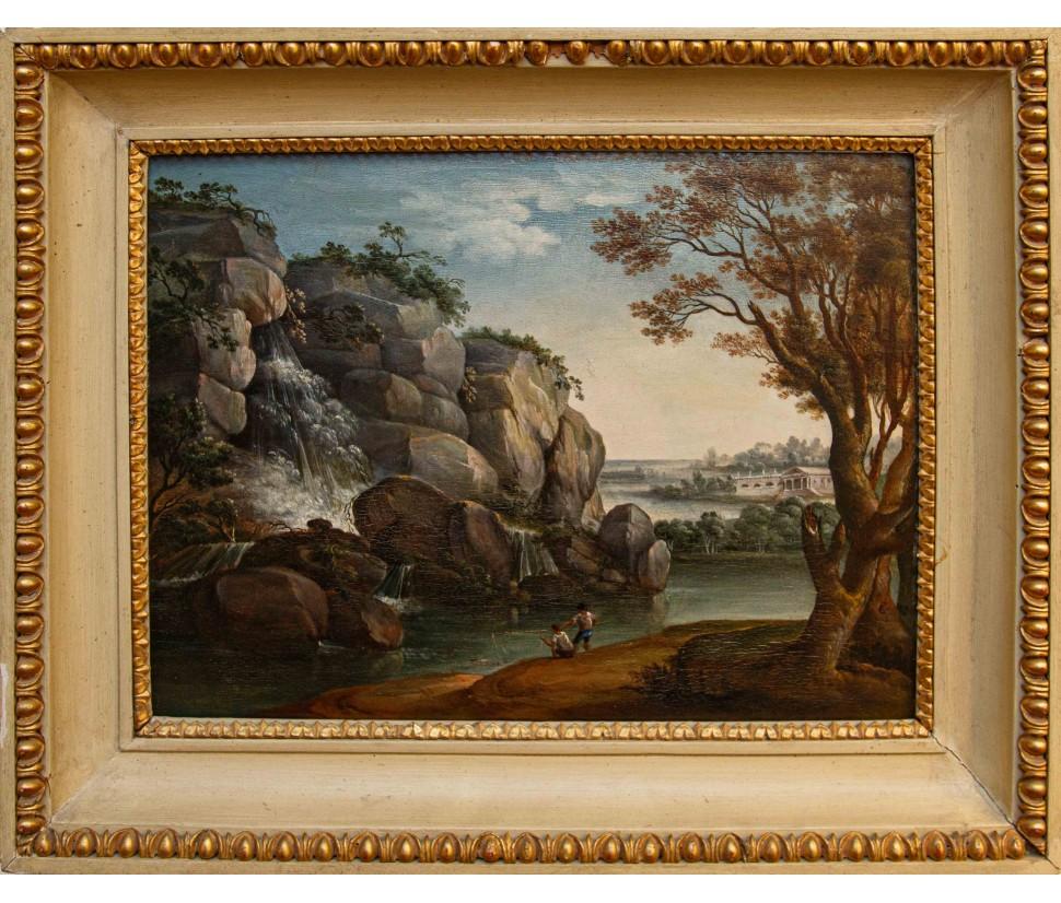 Canvas 19th century, Four neoclassical landscapes