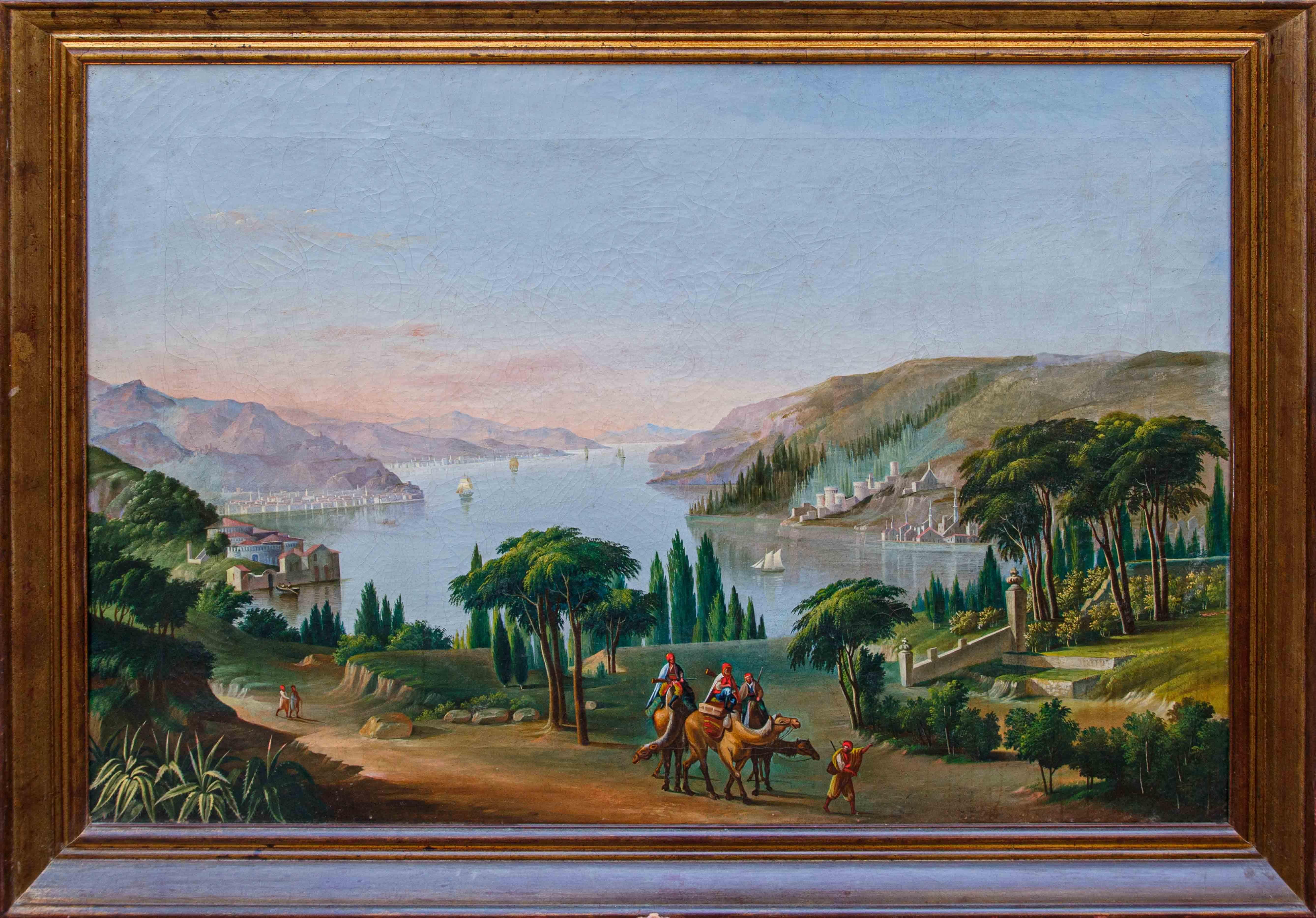 XIX Secolo

Vedute del Bosforo

Olio su tela, cm 75,5 x 105

Con cornice, cm 89 x 118

Le due splendide vedute riprendono, nel pieno gusto ottocentesco per i viaggi e l'orientalismo, le attività quotidiane di una città che sviluppa i suoi commerci