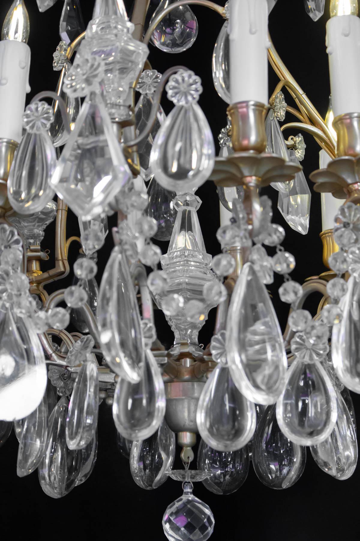 French 19th Century Crystal Chandelier, Gilt Bronze, Napoleon III Period For Sale