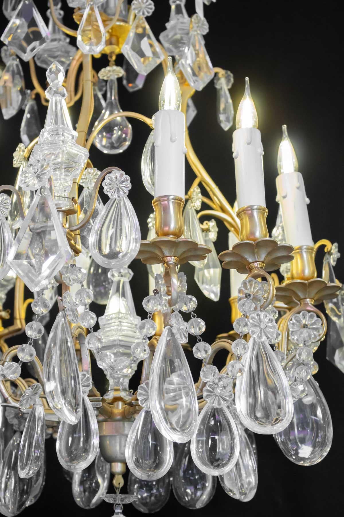 19th Century Crystal Chandelier, Gilt Bronze, Napoleon III Period In Good Condition For Sale In Saint-Ouen, FR