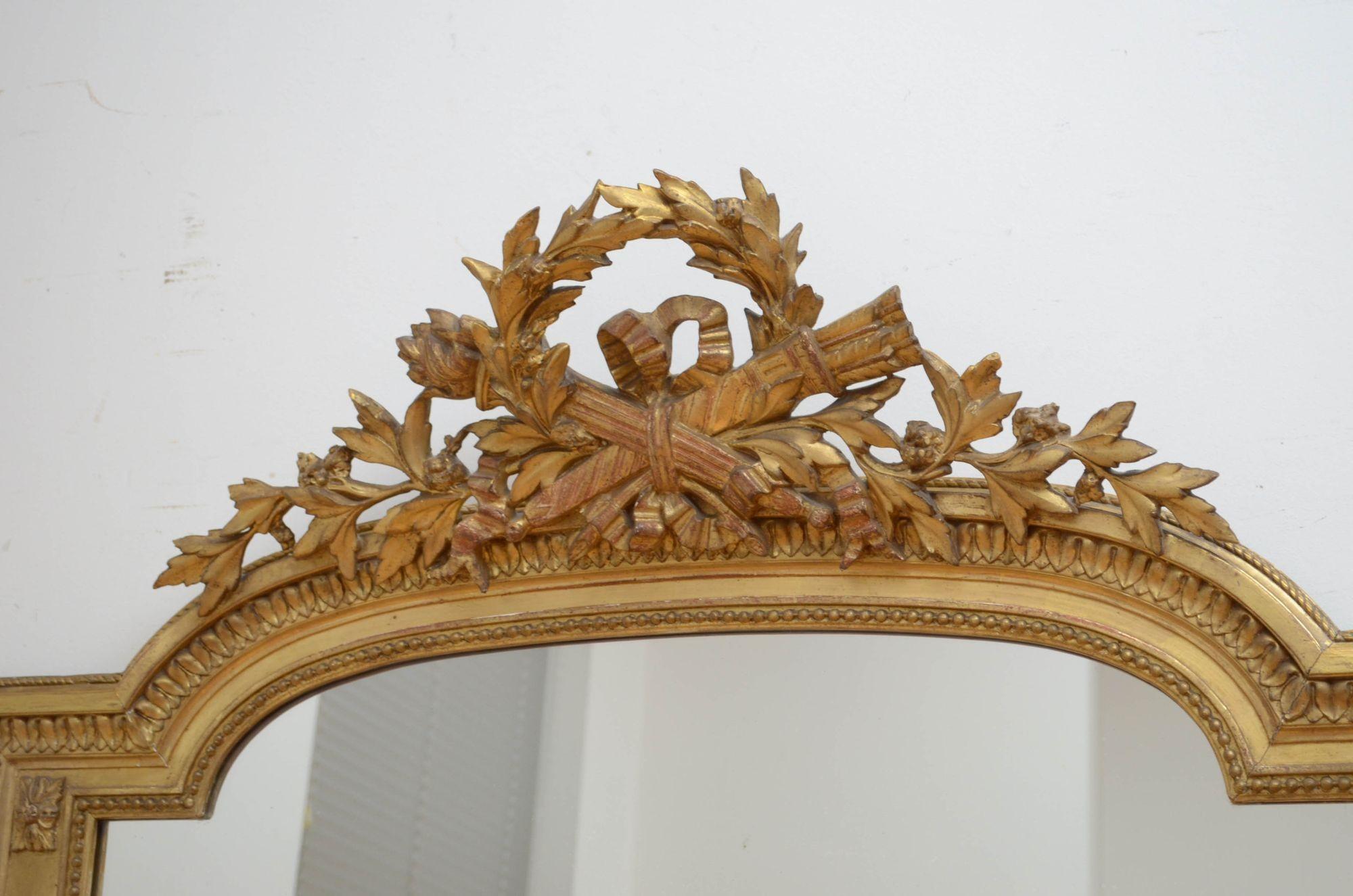 19th Century French Gilded Wall Mirror For Sale 6