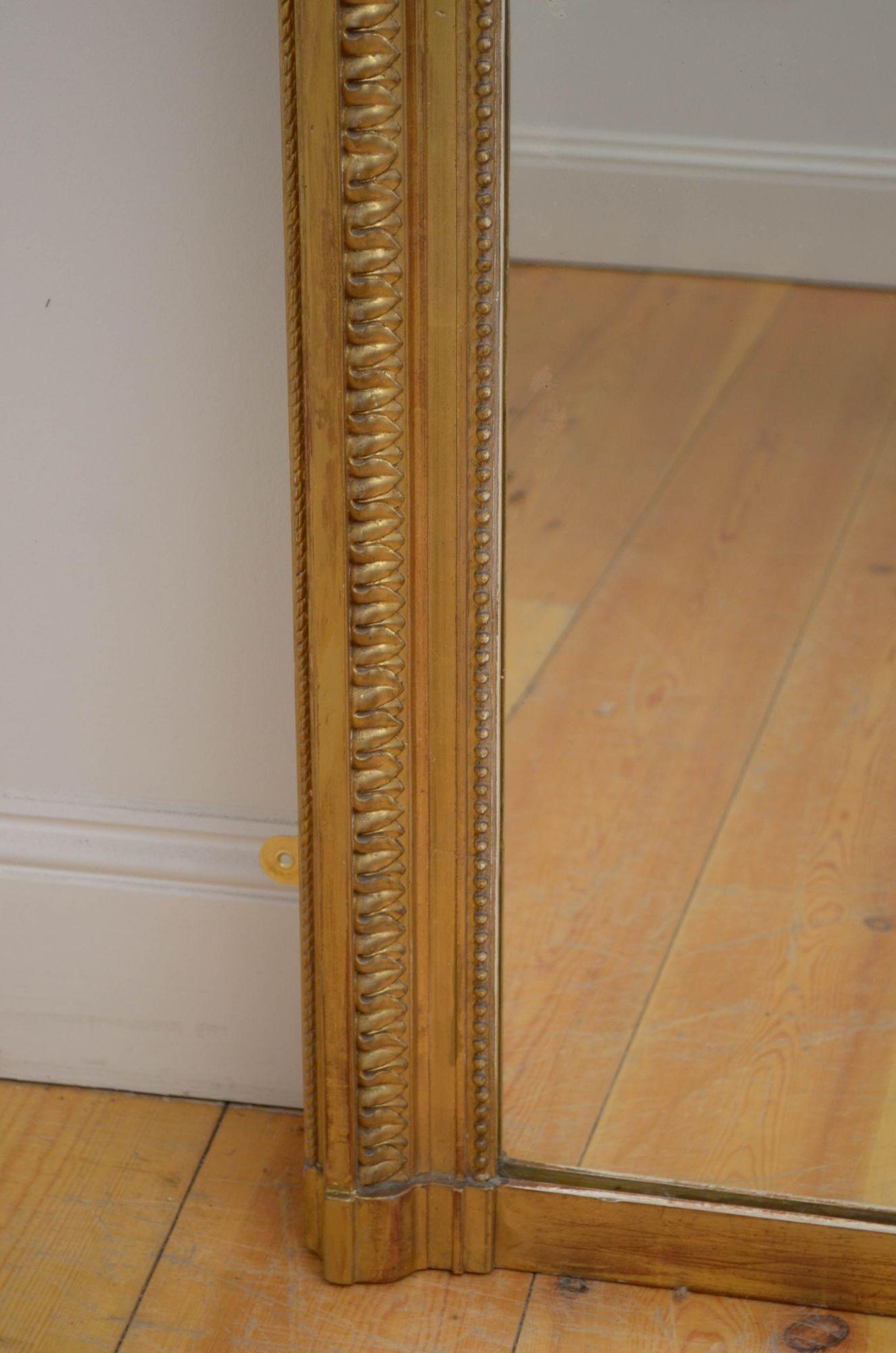 Gold Leaf 19th Century French Gilded Wall Mirror For Sale