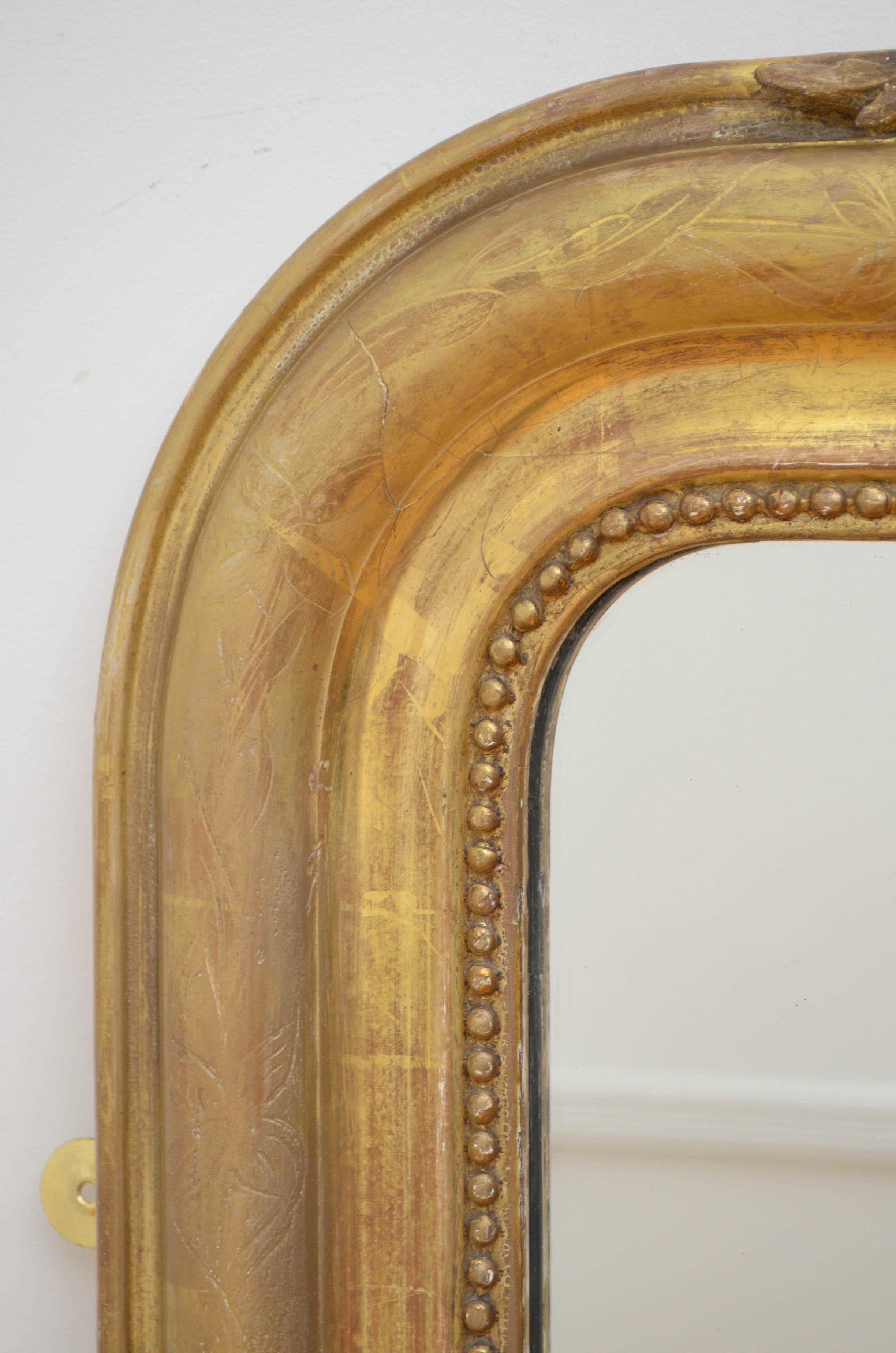 Gold Leaf 19th Century French Giltwood Mirror