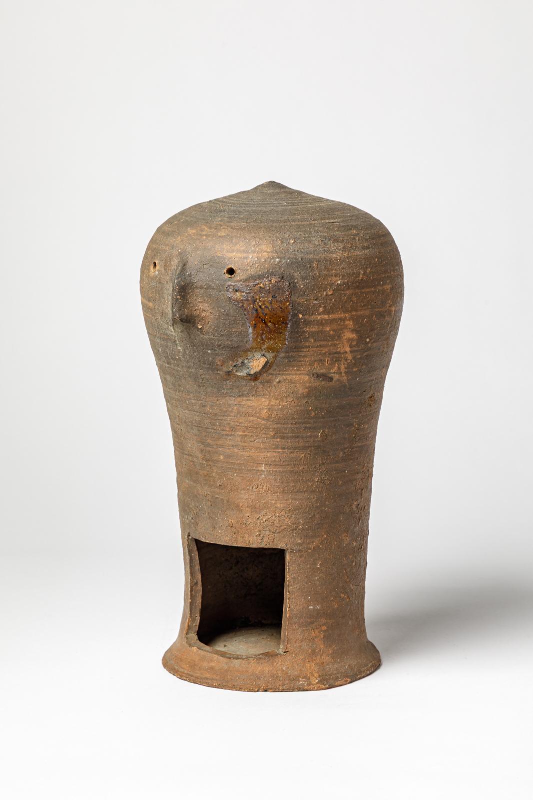 Arte popolare Figura in ceramica marrone marotte francese del XIX secolo di arte popolare ménigoutte 1880 in vendita