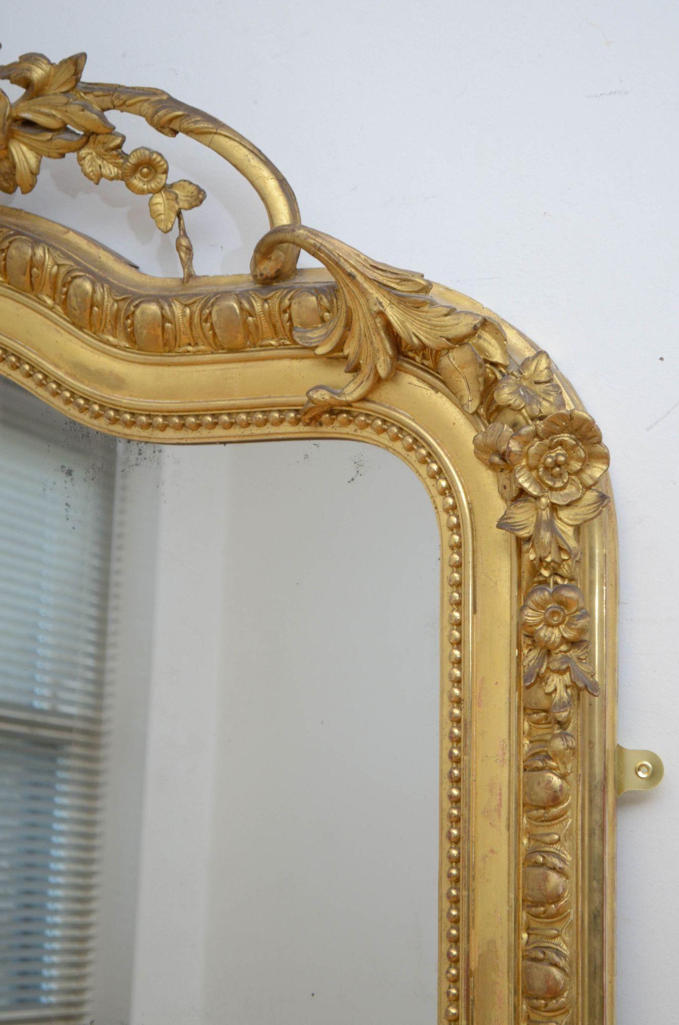 XIXth Century Giltwood Leaner Mirror Wall Mirror H196cm For Sale 4