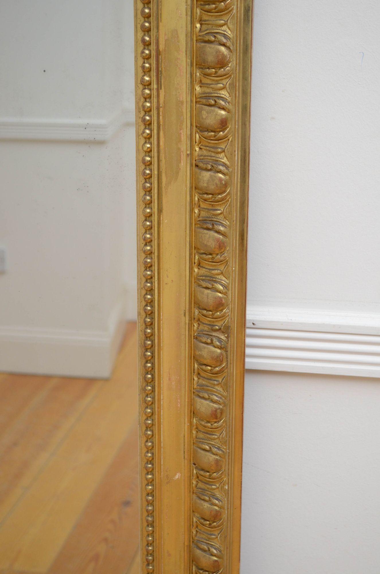 XIXth Century Giltwood Leaner Mirror Wall Mirror H196cm For Sale 7