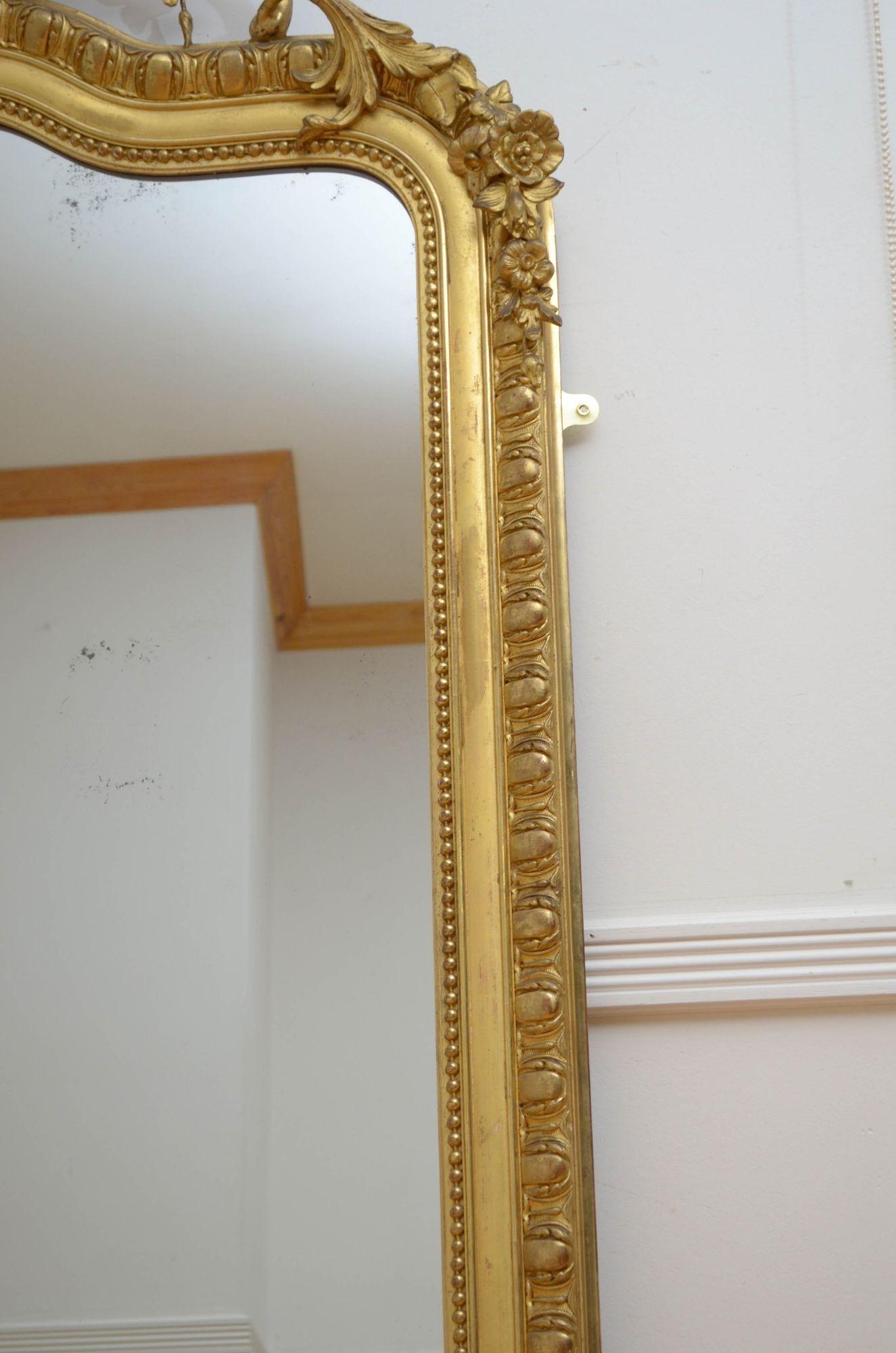 XIXth Century Giltwood Leaner Mirror Wall Mirror H196cm For Sale 8