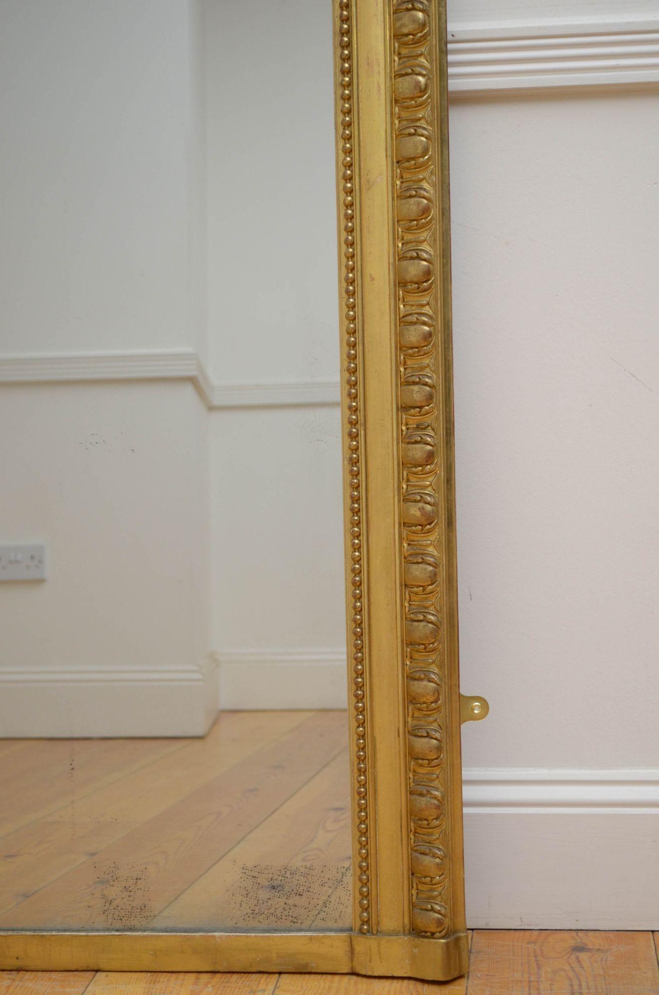 XIXth Century Giltwood Leaner Mirror Wall Mirror H196cm For Sale 9