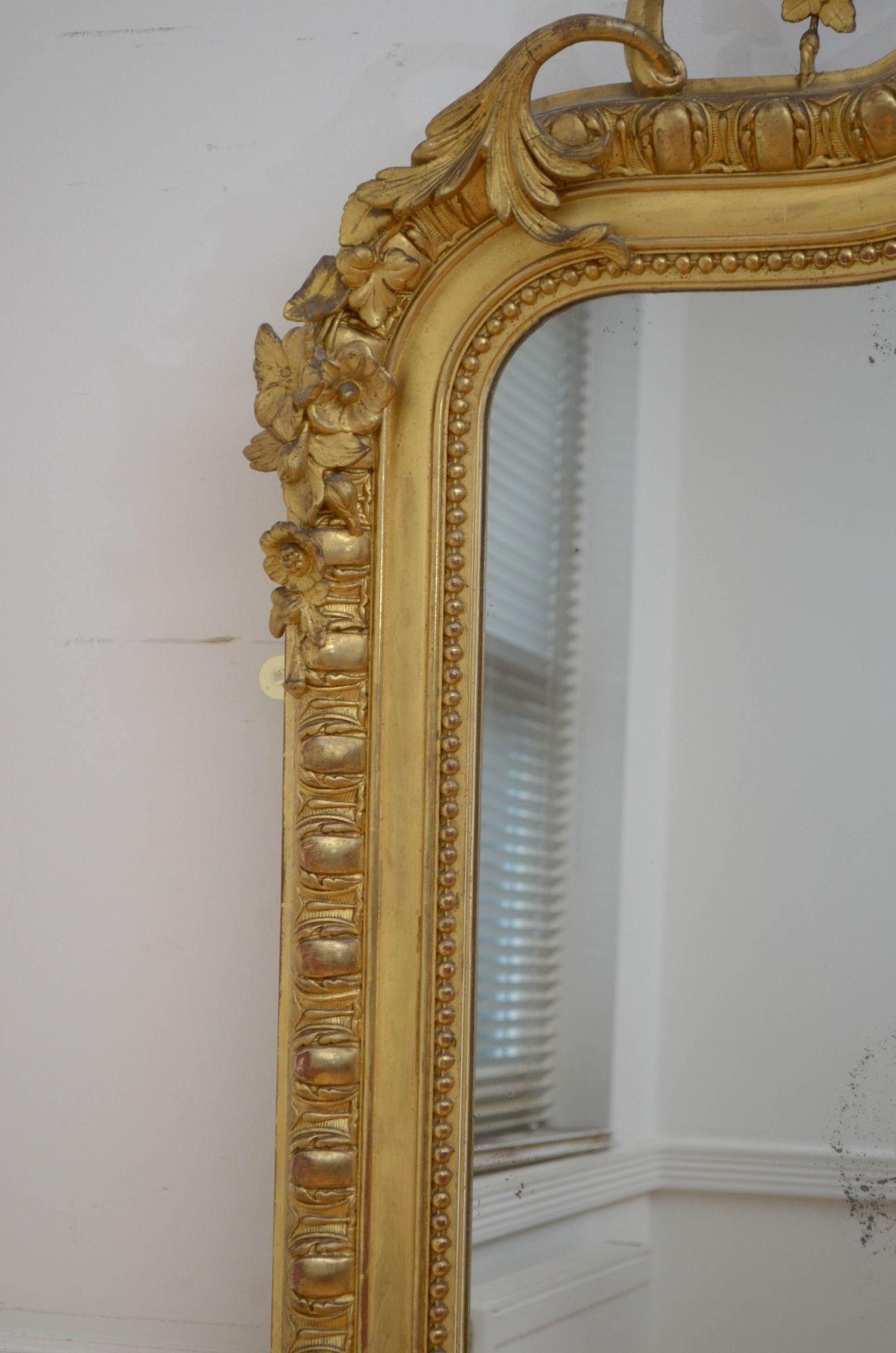 Gold Leaf XIXth Century Giltwood Leaner Mirror Wall Mirror H196cm For Sale
