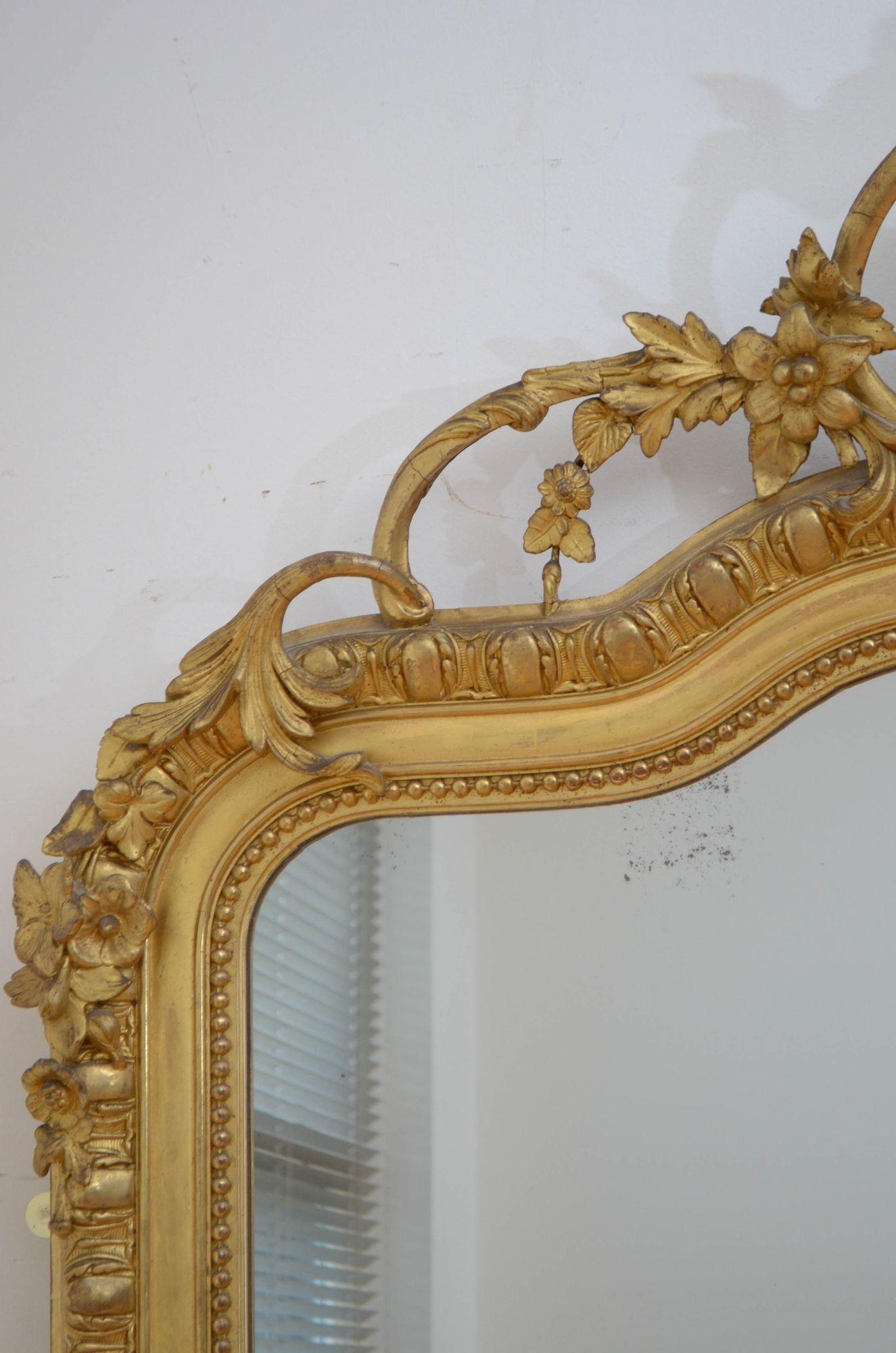 XIXth Century Giltwood Leaner Mirror Wall Mirror H196cm For Sale 1