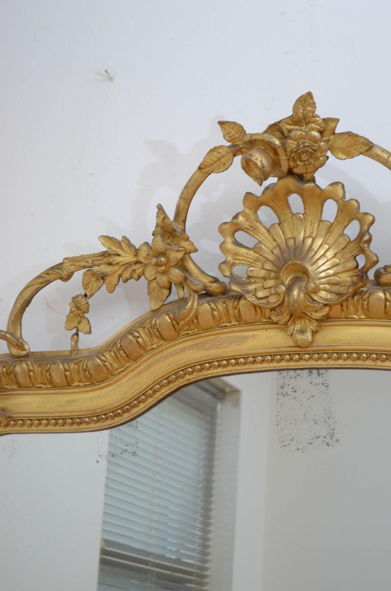 XIXth Century Giltwood Leaner Mirror Wall Mirror H196cm For Sale 2