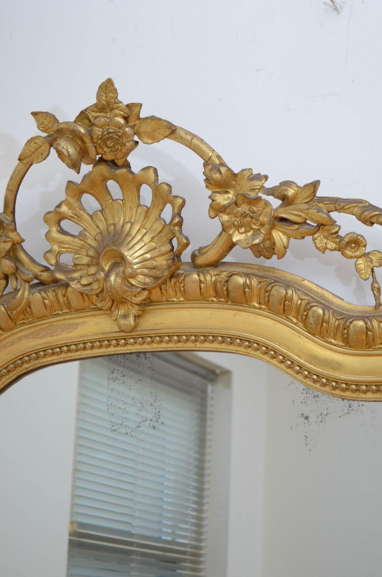 XIXth Century Giltwood Leaner Mirror Wall Mirror H196cm For Sale 3