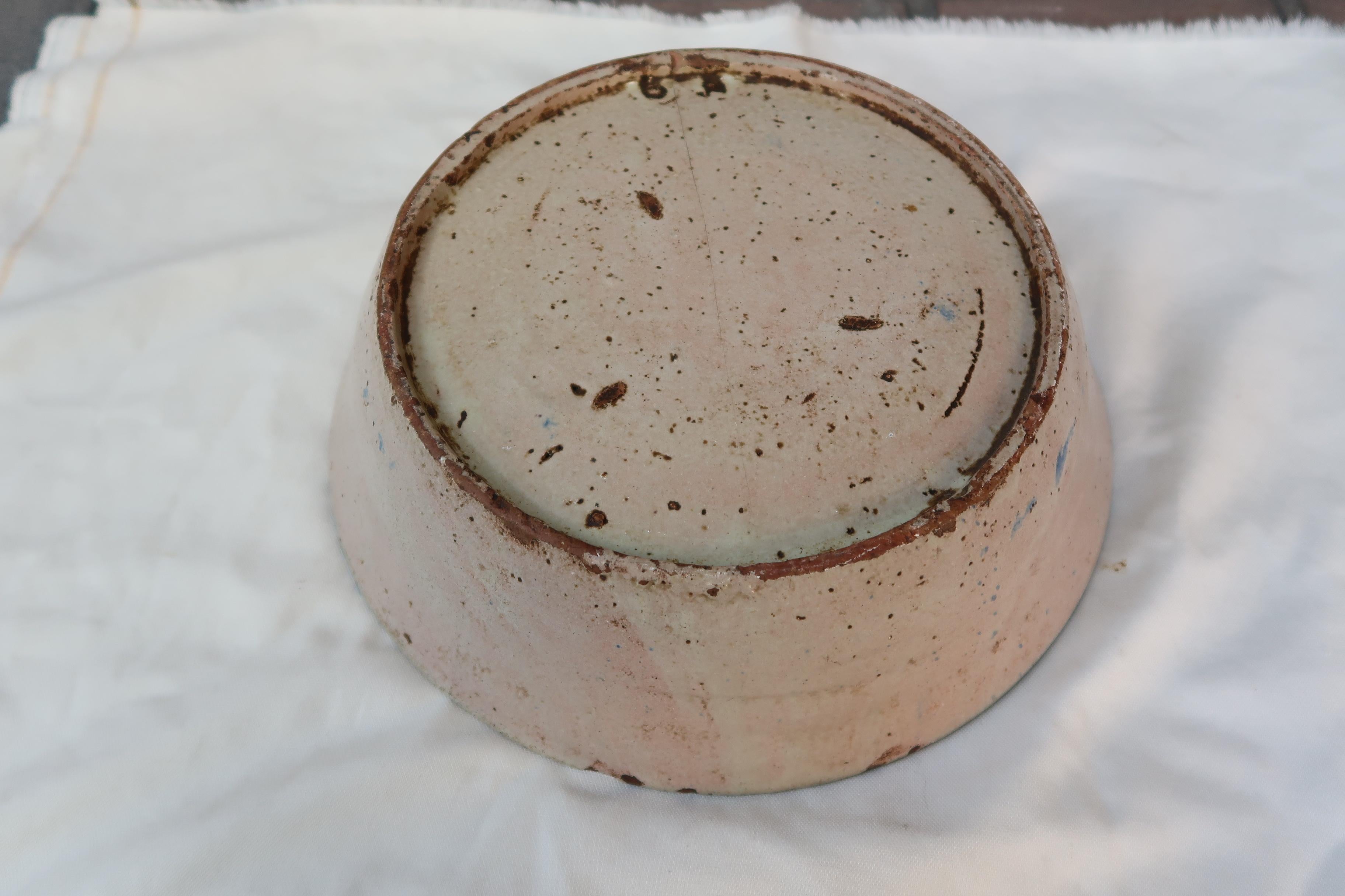 19th Century Spanish Blue and White Glazed Terracotta Lebrillo, Granada, Spain For Sale 3