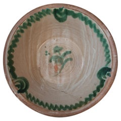 19th Century Spanish Green and White Glazed Terracotta Lebrillo, Granada