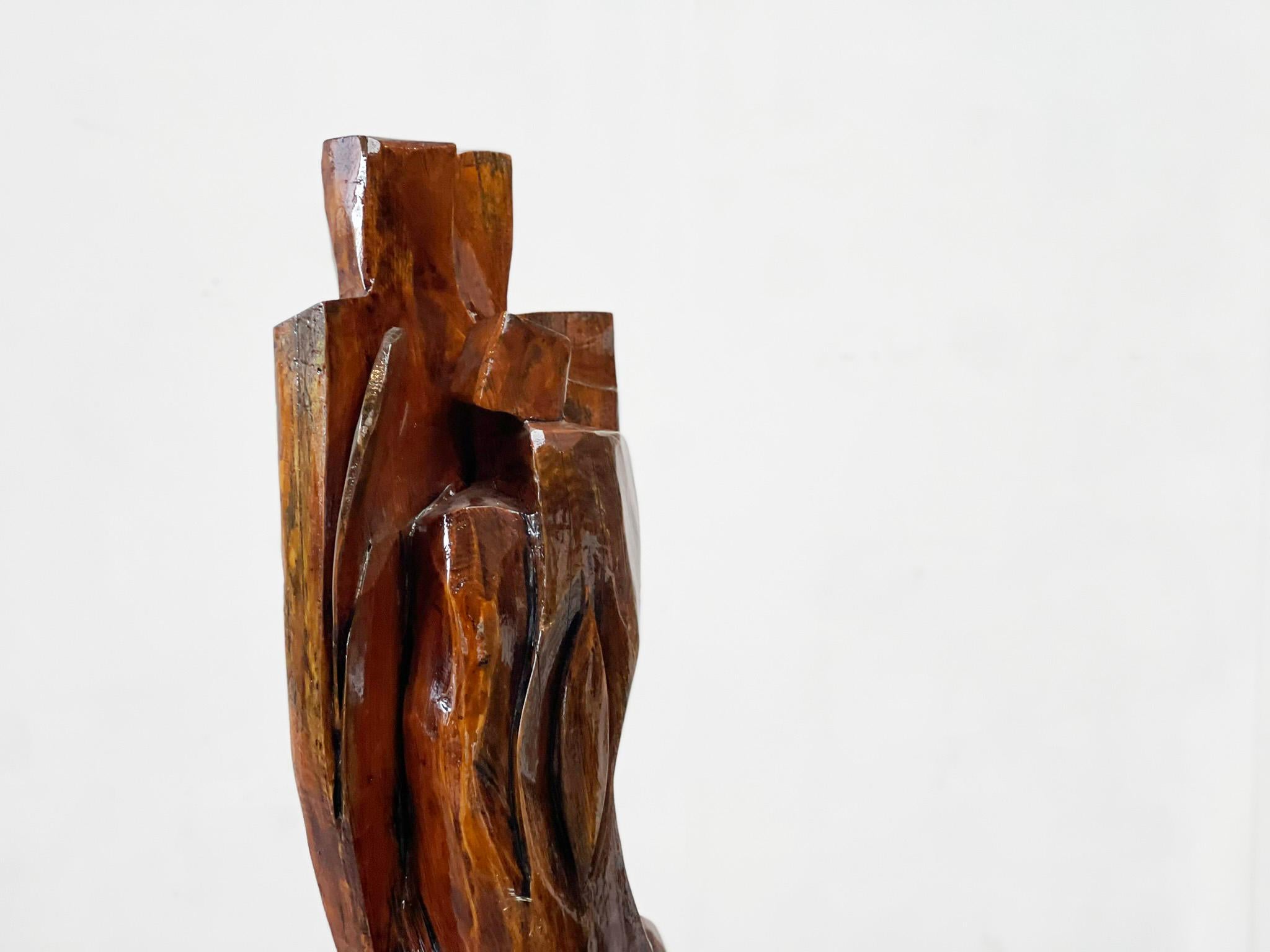 XL 170cm Belgian wooden sculpture
What a statement piece. This piece was created in the 70s by a belgian artist. it is a work of art made from 1 piece of wood and that of a whopping 170cm high. It is a mix of elegance and brutalism. The piece was