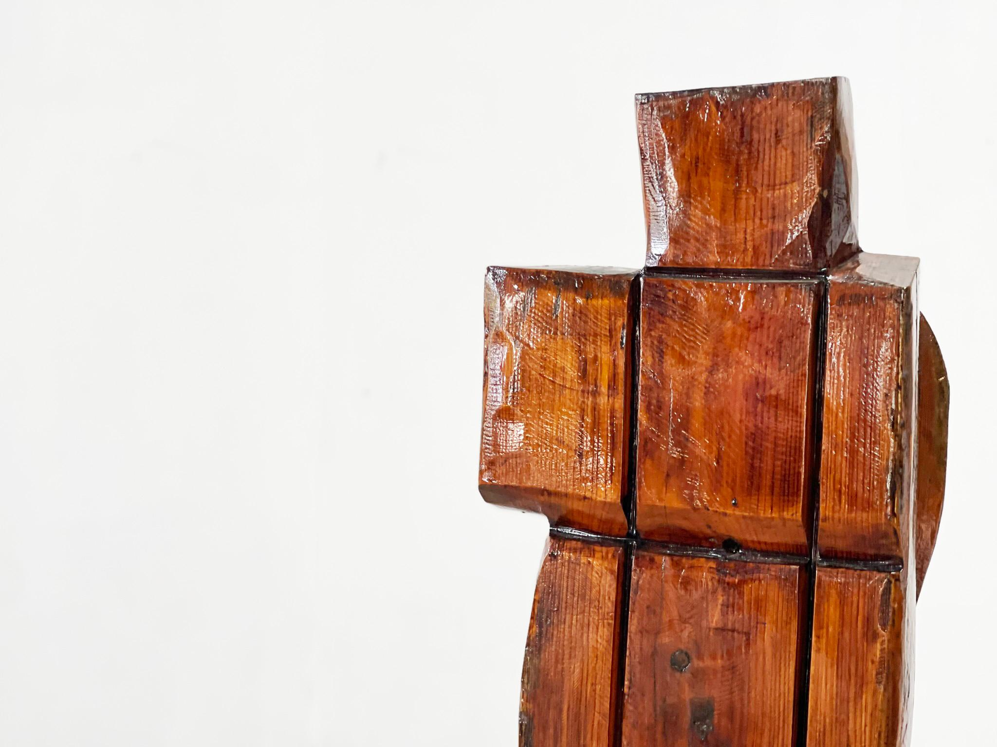 Oak XL 170cm Belgian wooden sculpture For Sale
