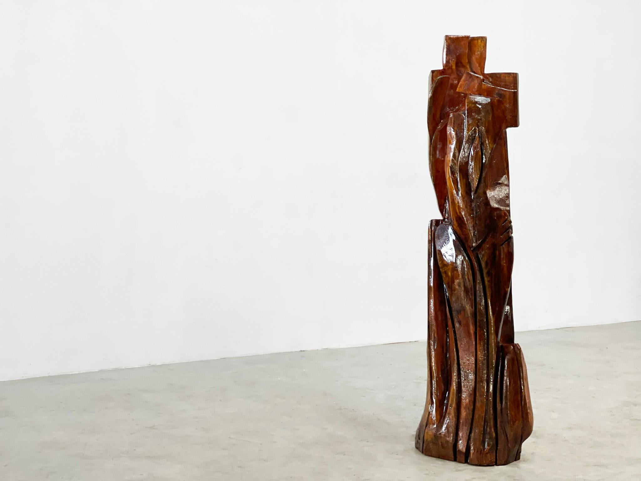 XL 170cm Belgian wooden sculpture For Sale 1