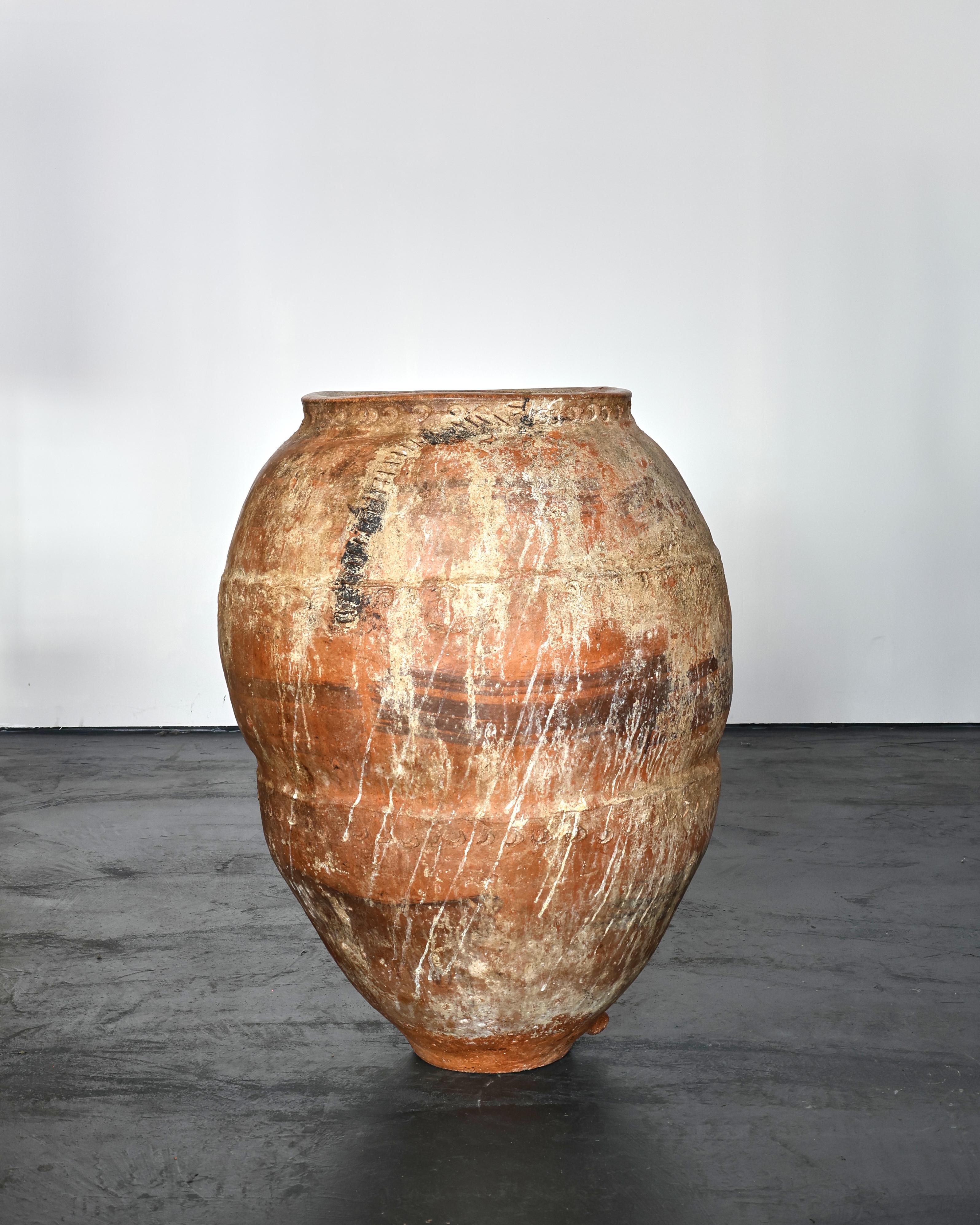 Spanish XL 18th C. Calanda Vessel/Pot Wabi Sabi For Sale