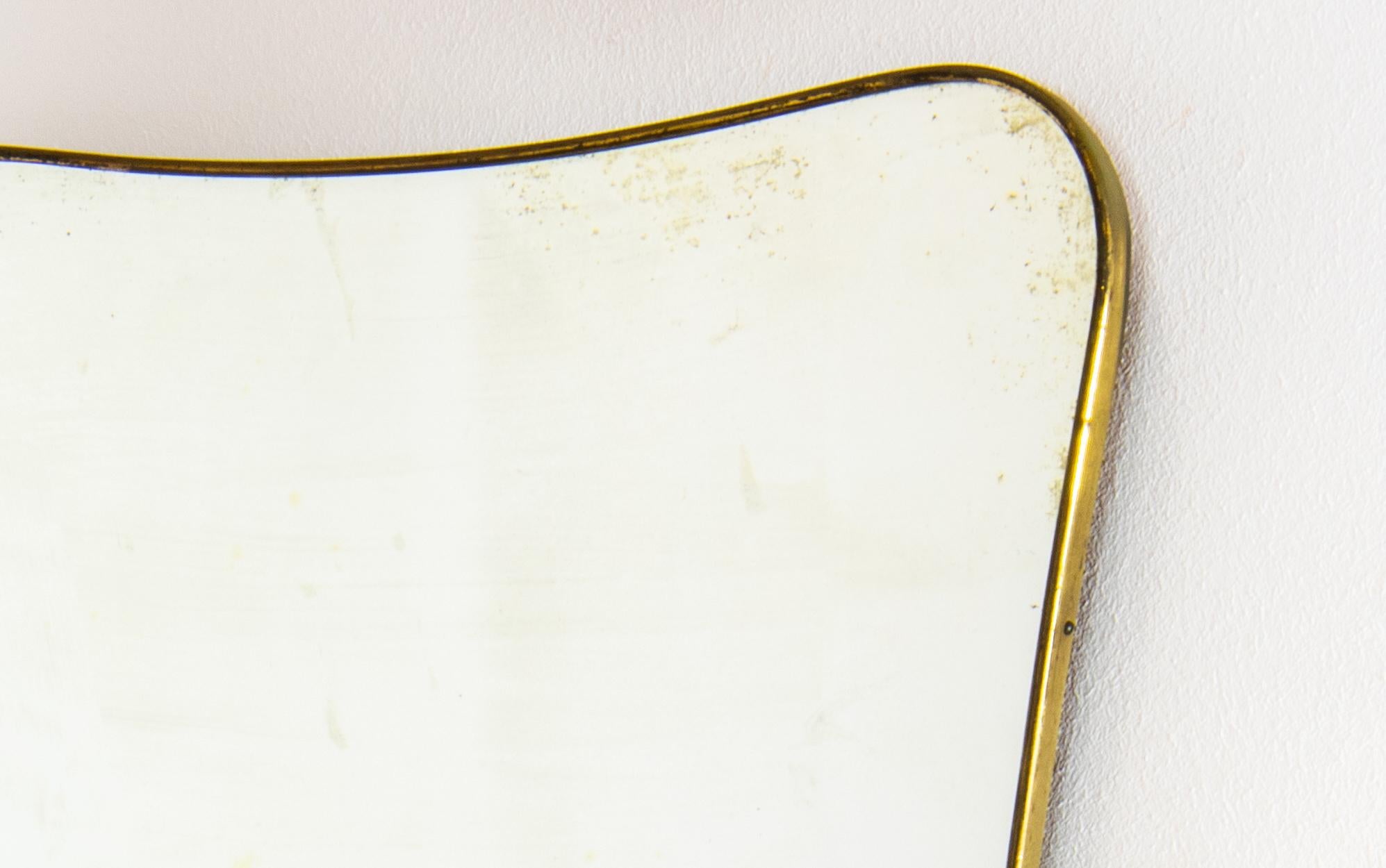XL 1950s Gio Ponti Attributed Mid-Century Modern Italian Brass Wall Mirror For Sale 4