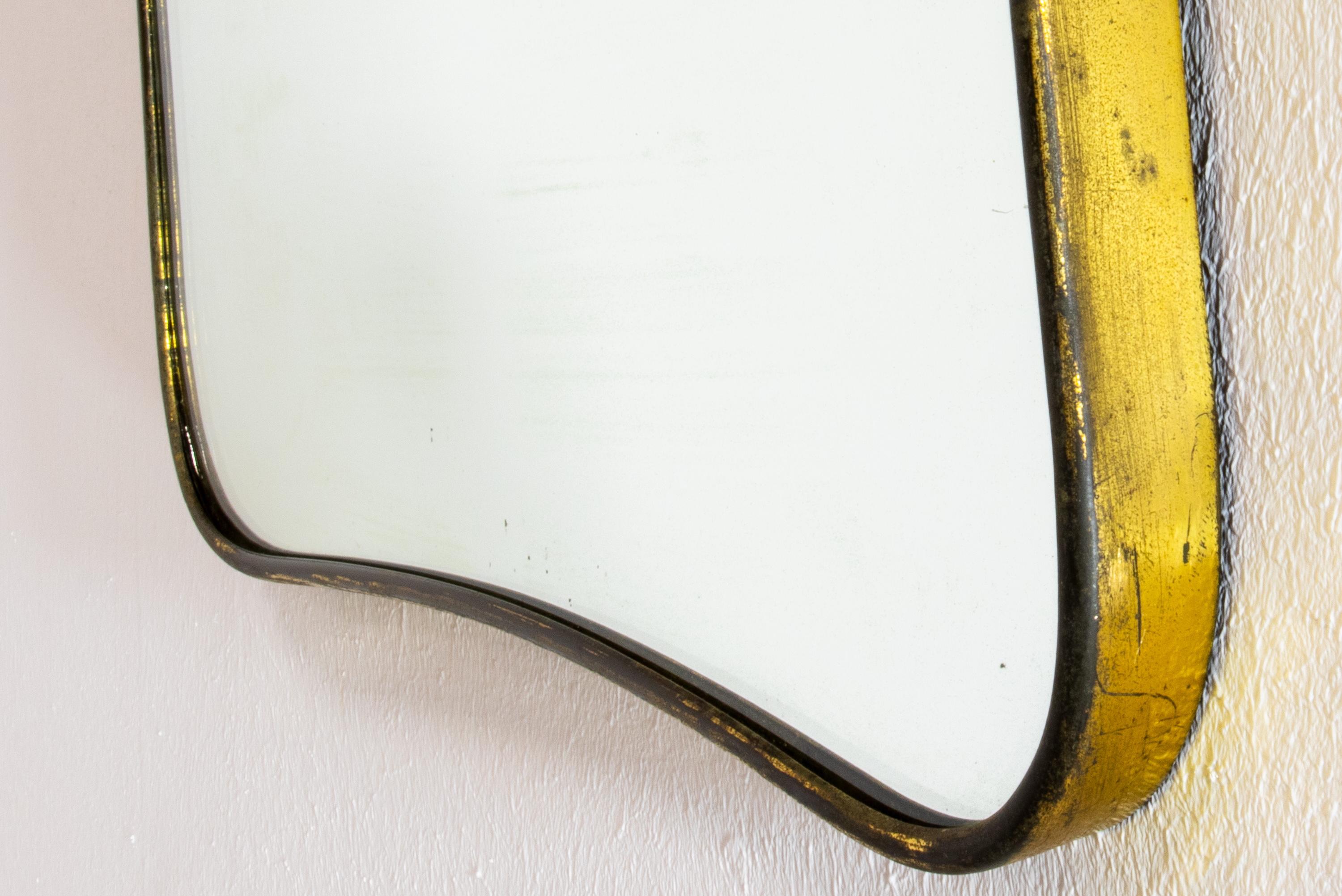 XL 1950s Gio Ponti Attributed Mid-Century Modern Italian Brass Wall Mirror For Sale 5