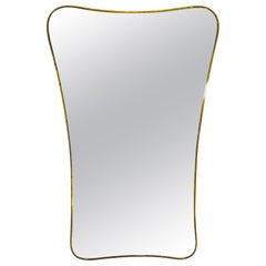 XL 1950s Gio Ponti Attributed Mid-Century Modern Italian Brass Wall Mirror