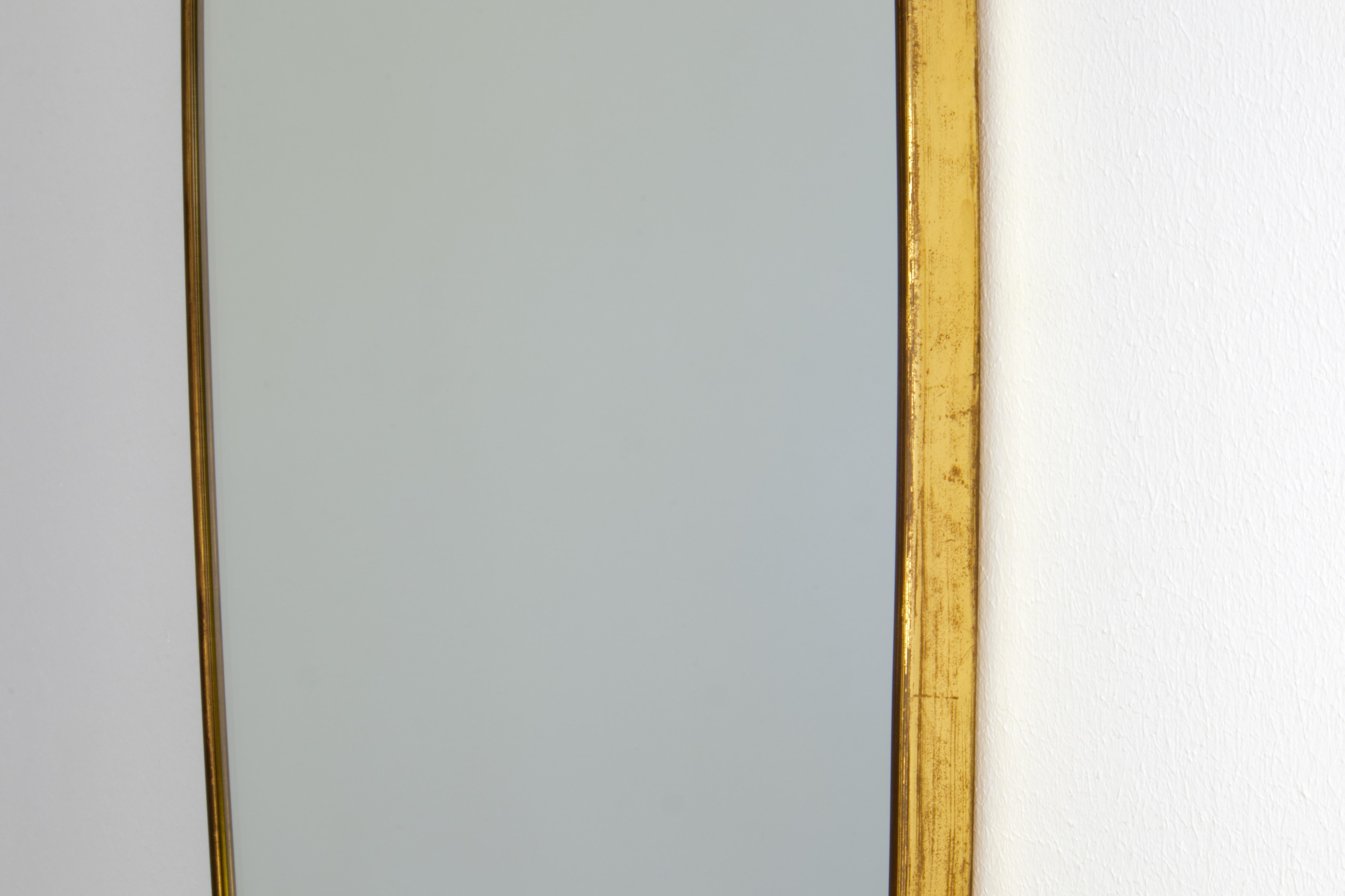 Italienischer Messing-Wandspiegel XL, Gio Ponti-Ära, Mid-Century Modern, 1950er Jahre im Zustand „Gut“ im Angebot in Grand Cayman, KY