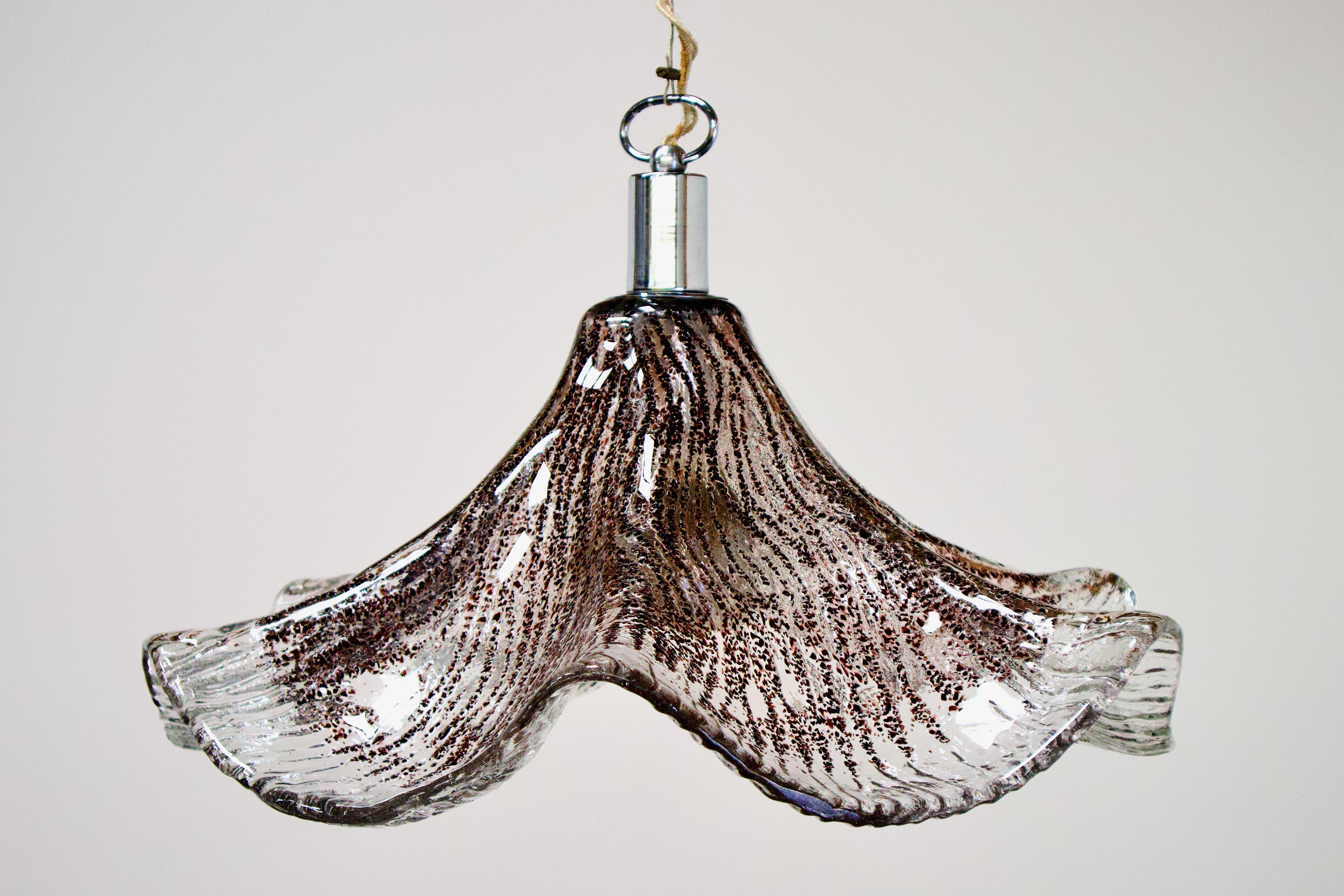 Italian XL 1970s Tulip Murano Glass Pendant Lamp by La Murrina For Sale