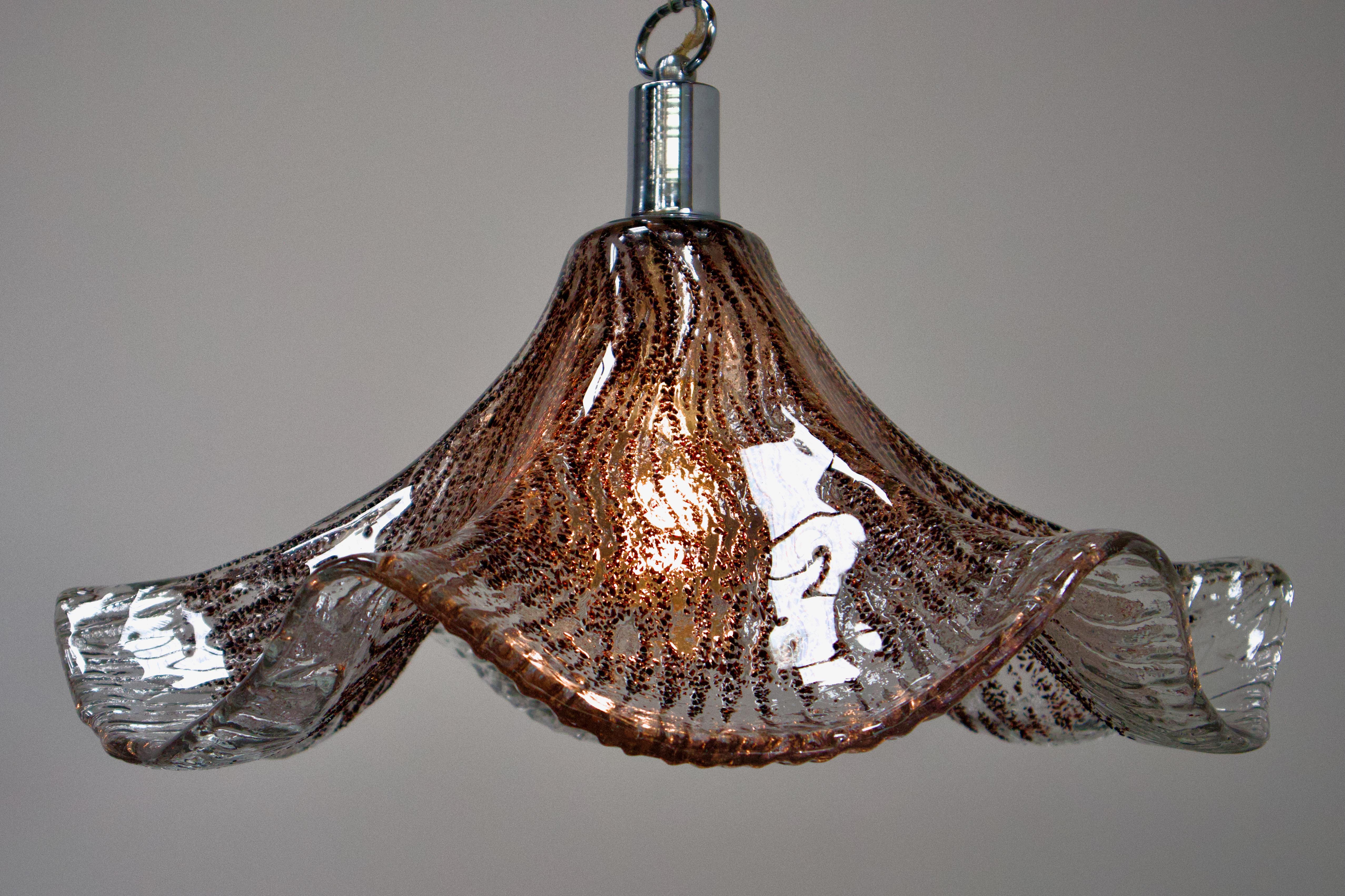 20th Century XL 1970s Tulip Murano Glass Pendant Lamp by La Murrina For Sale