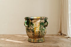 Xl 19th Century Castelnaudary Greenglazed Terracotta Jardinière/Planter