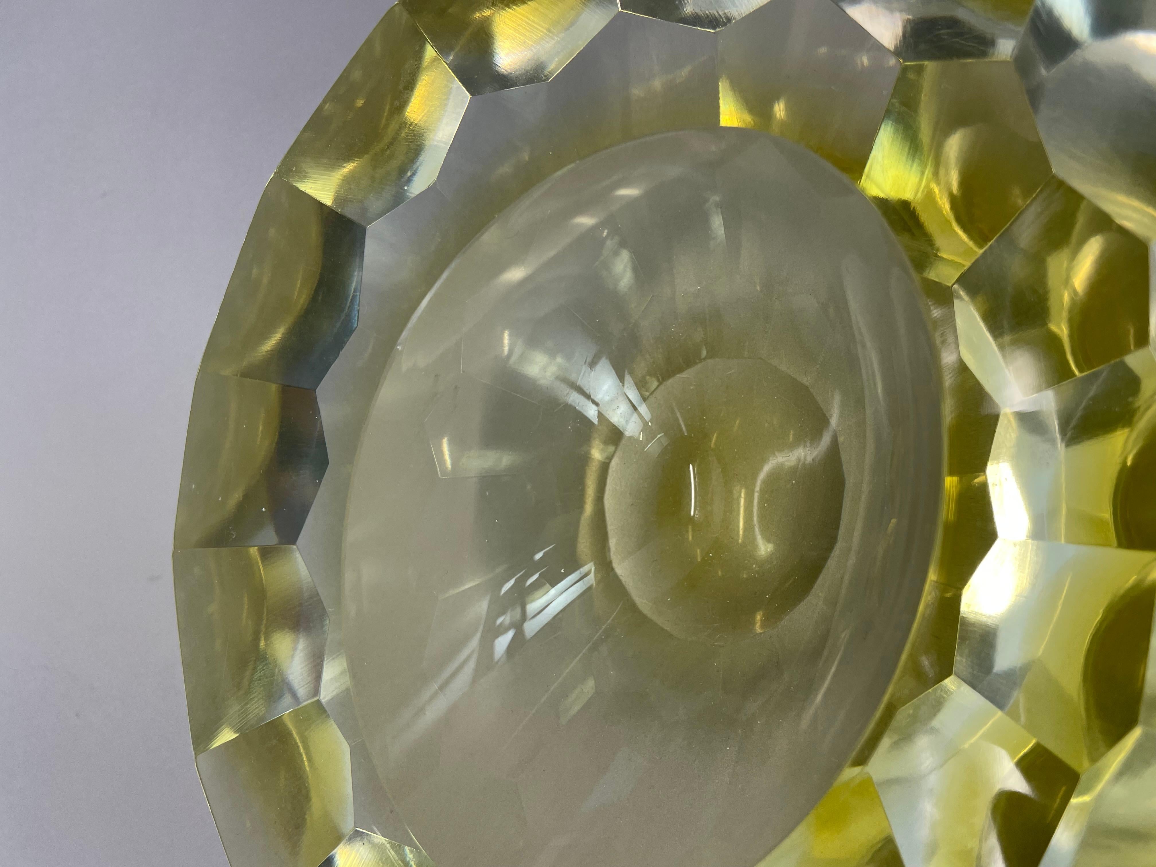 XL 2.4kg Murano Glass Sommerso yellow DIAMOND Bowl Flavio Poli, Italy, 1970s For Sale 6