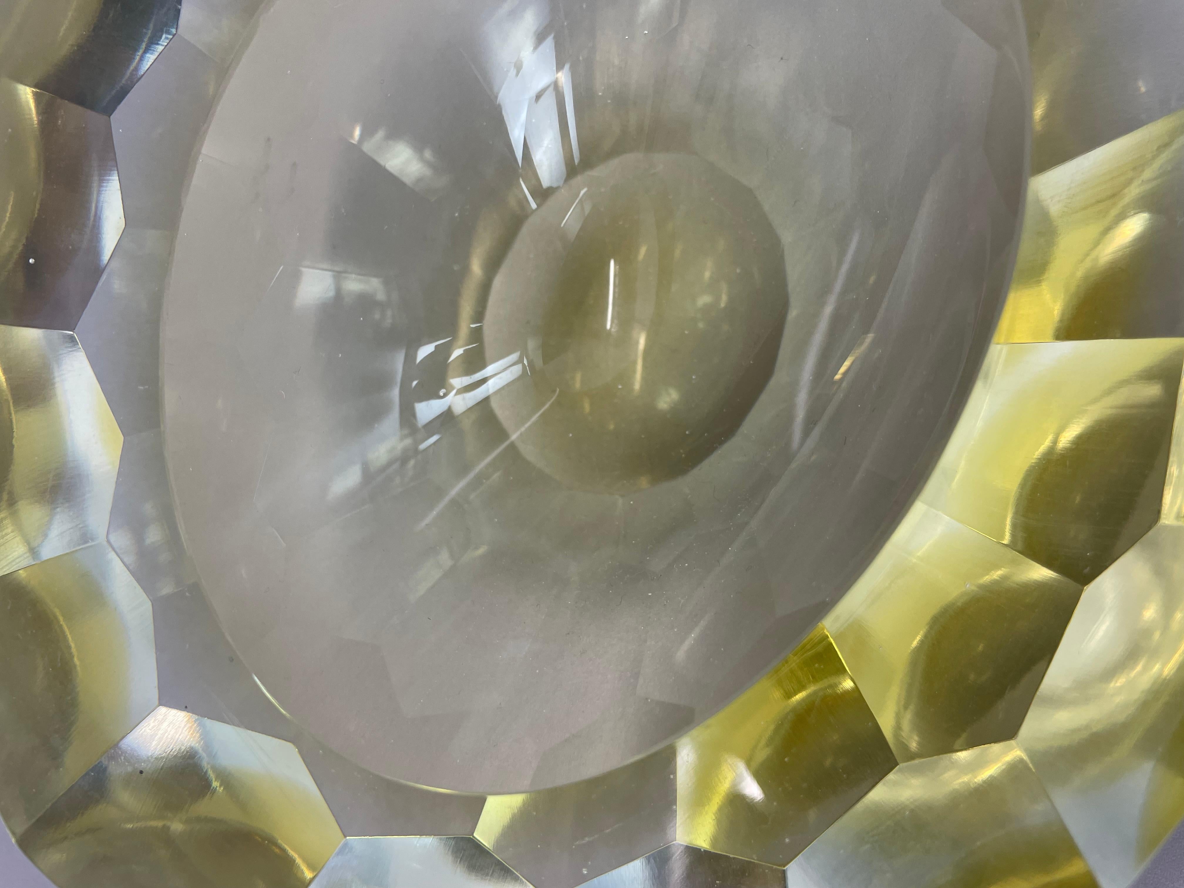 XL 2,4kg Murano Glass Sommerso gelb DIAMOND Schale Flavio Poli, Italien, 1970er im Angebot 6