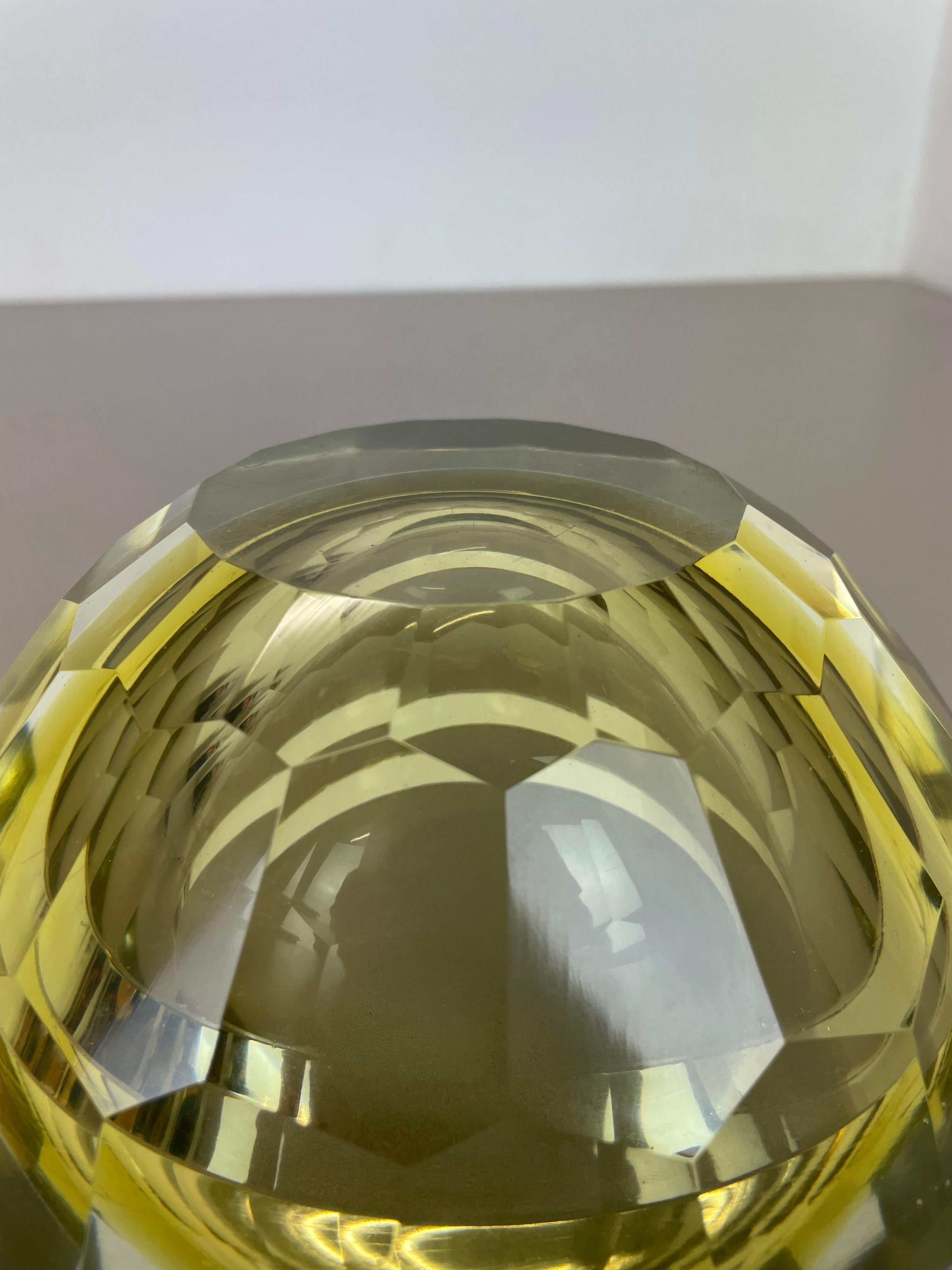XL 2.4kg Murano Glass Sommerso yellow DIAMOND Bowl Flavio Poli, Italy, 1970s For Sale 13