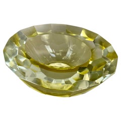 Vintage XL 2.4kg Murano Glass Sommerso yellow DIAMOND Bowl Flavio Poli, Italy, 1970s