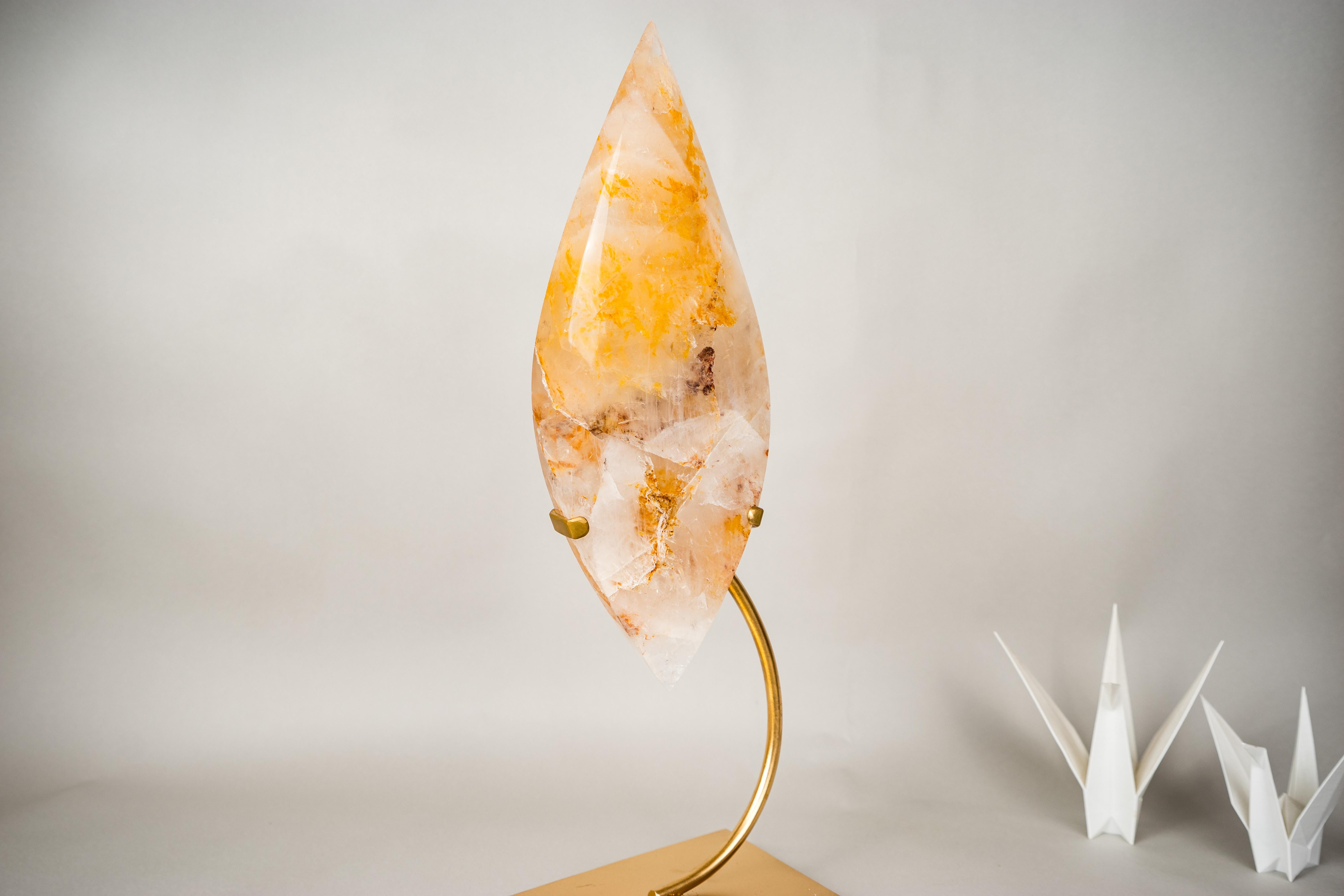 XL 27-Zoll Golden Heiler Quarz Flamme Skulptur im Zustand „Neu“ im Angebot in Ametista Do Sul, BR