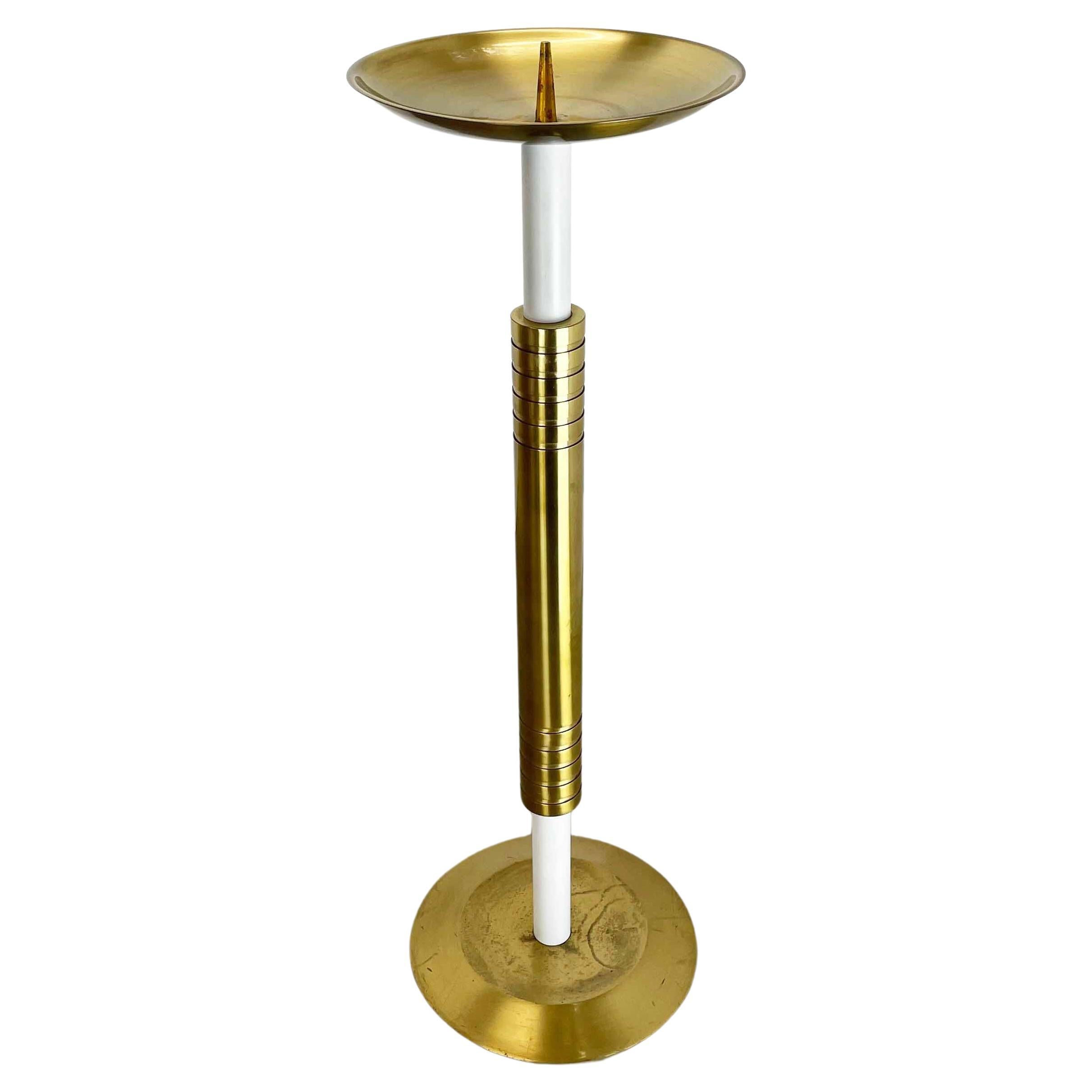 XL 3, 8kg Modernist Sculptural Brutalist Brass Floor Candleholder, Italy, 1950s