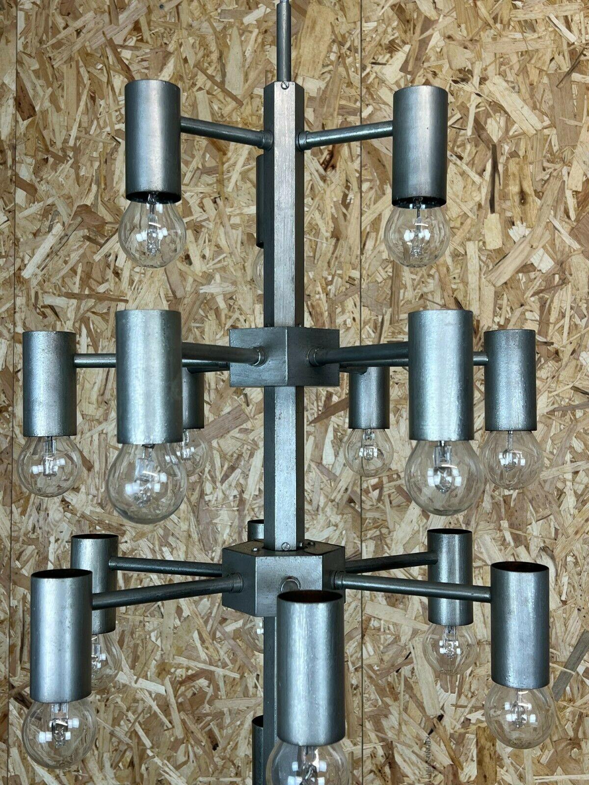 XL 60s 70s Chandelier Pendant Lamp Chrome & Metal Design In Good Condition For Sale In Neuenkirchen, NI