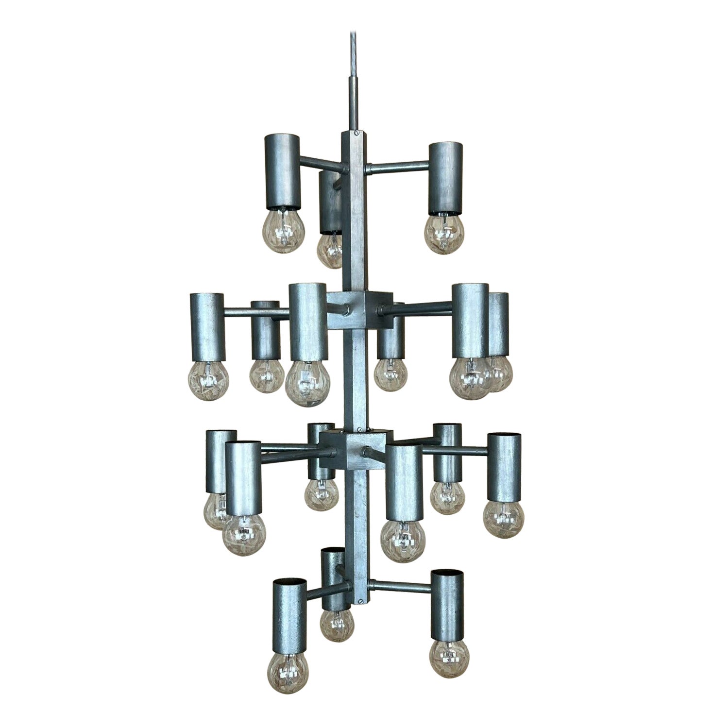 Lustre à suspension XL des années 60 et 70, design chromé et métallique
