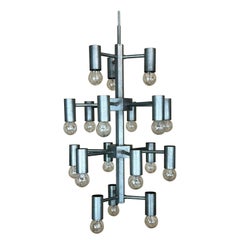 Lustre à suspension XL des années 60 et 70, design chromé et métallique