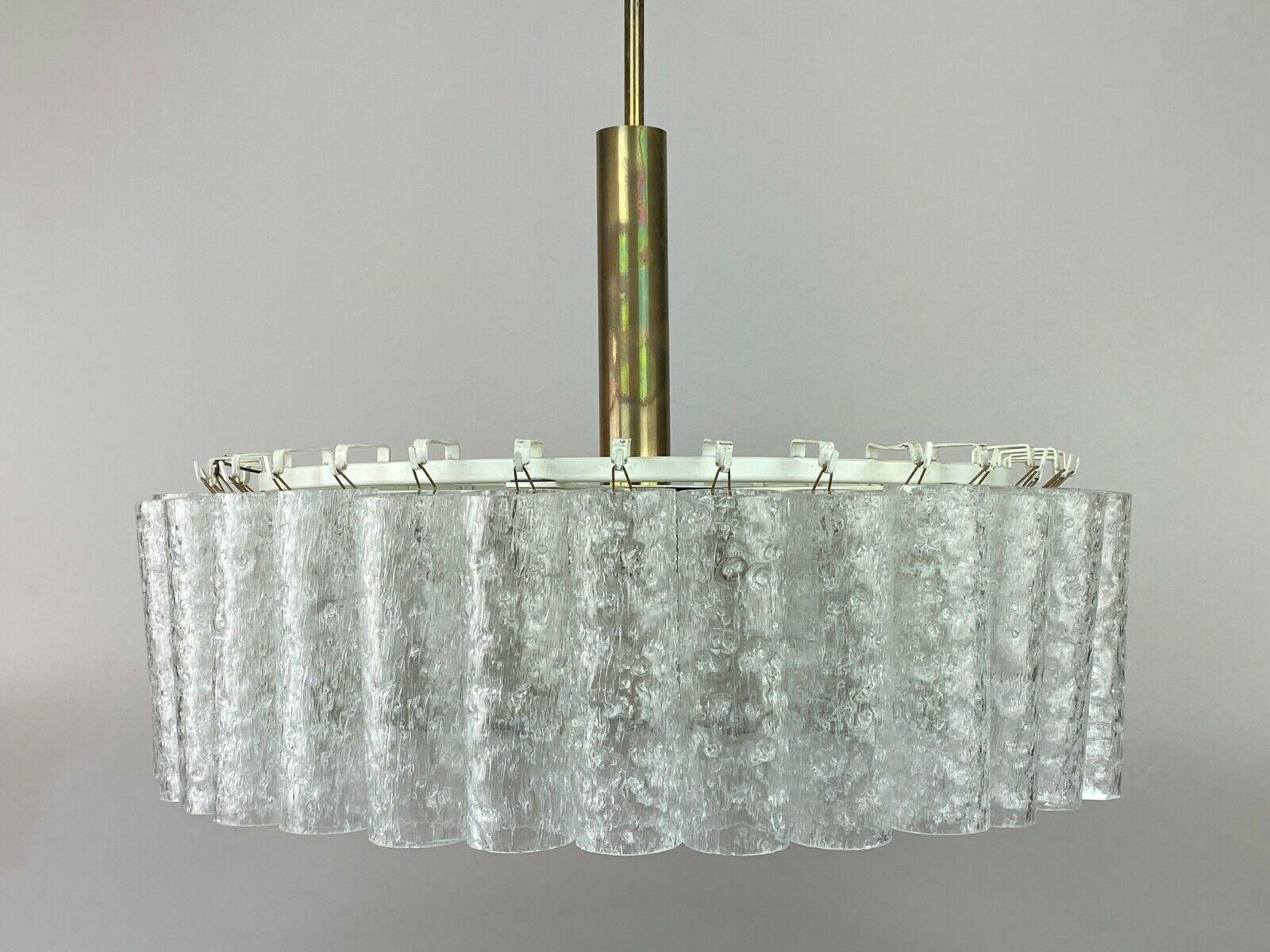 German XL 60s 70s Pendant Lamp Chandelier Doria Brass Glass Space Age Design 60s