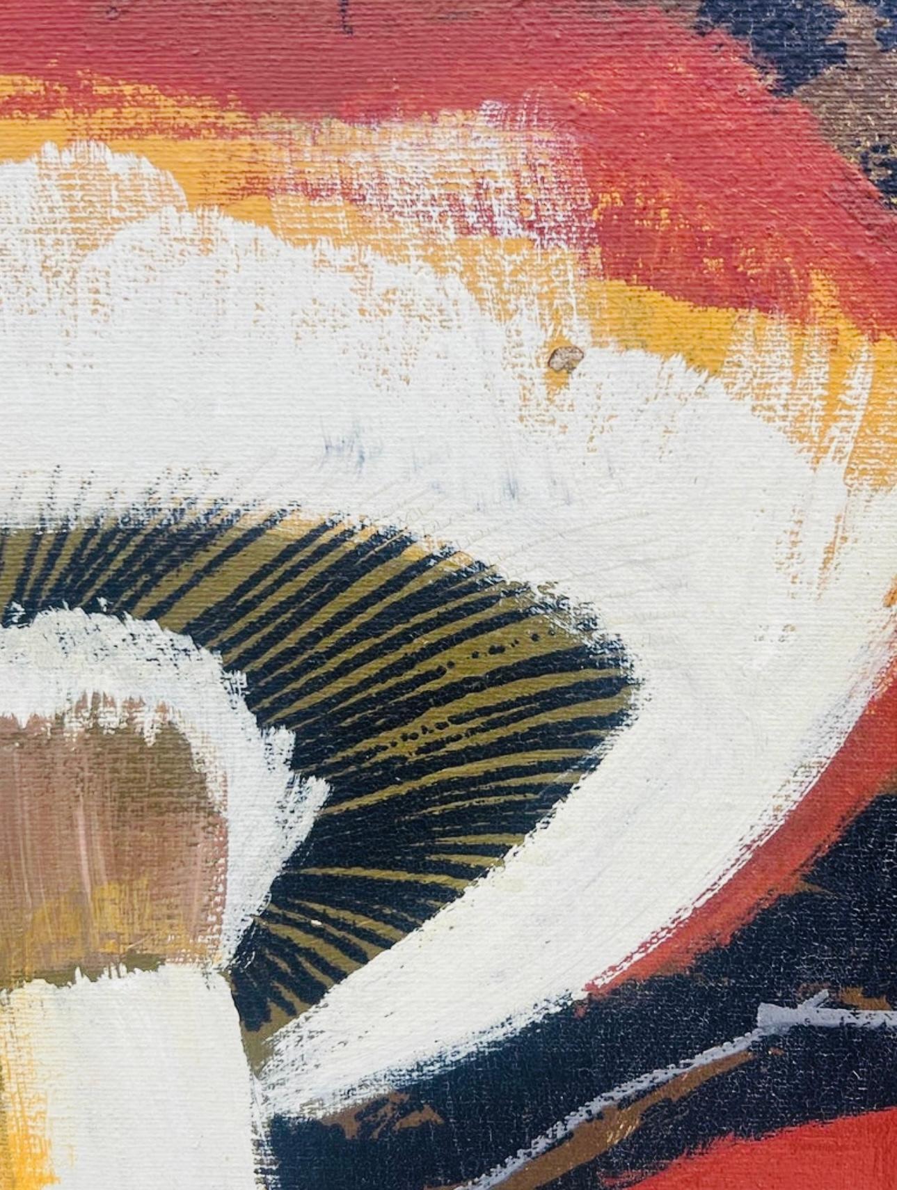 XL 60s Mid Century Lee Reynolds Magic Mushroom Forest Retro Painting Framed (Moderne der Mitte des Jahrhunderts) im Angebot