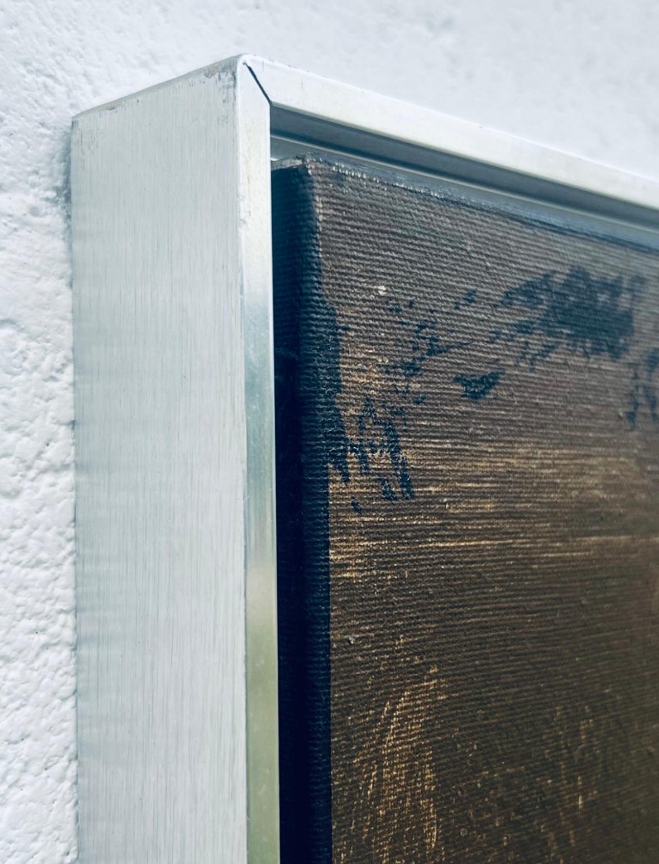 XL 60s Mid Century Lee Reynolds Magic Mushroom Forest Retro Painting Framed (Metall) im Angebot